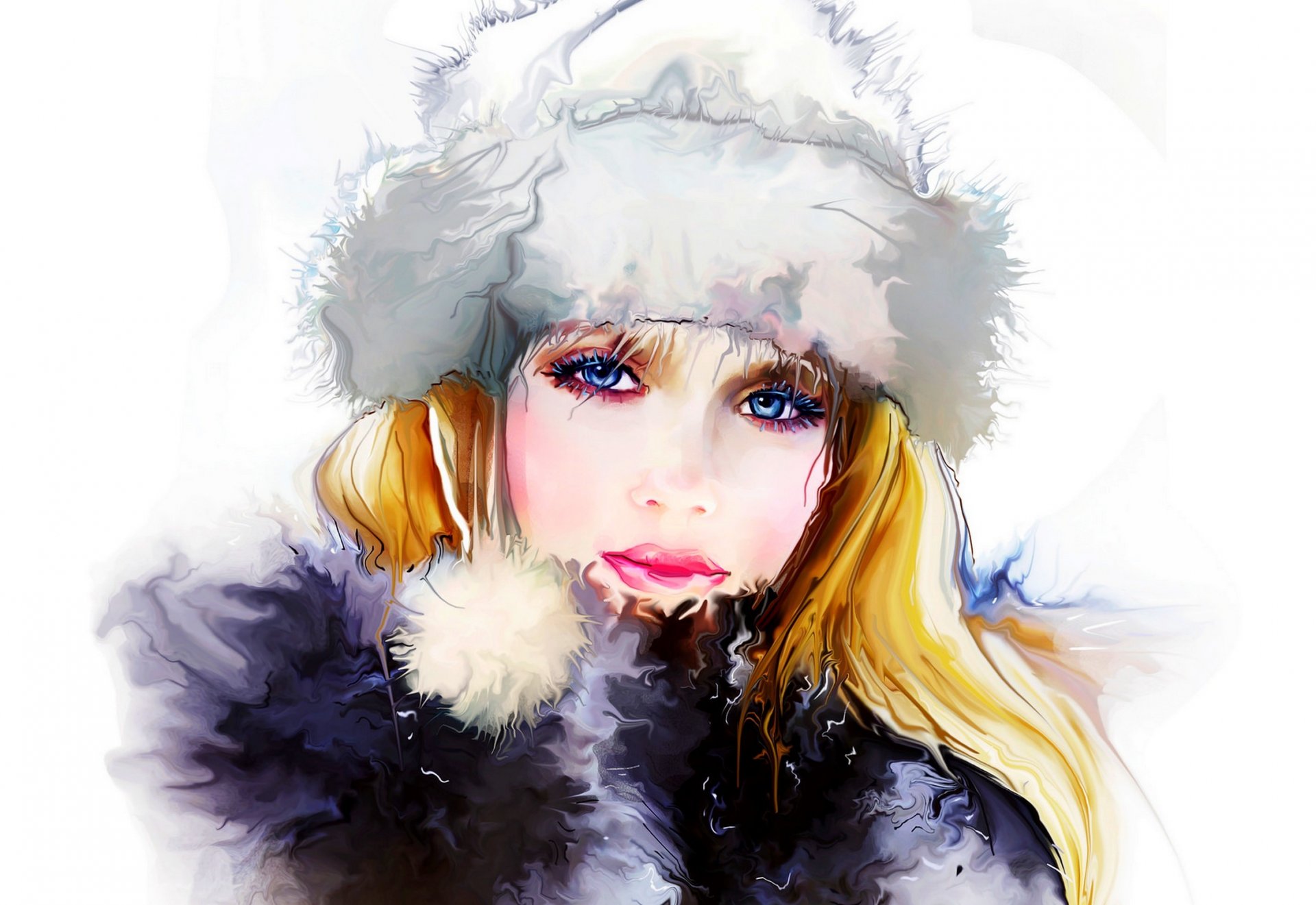 Free download wallpaper Painting, Artistic, Face, Hat, Watercolor on your PC desktop