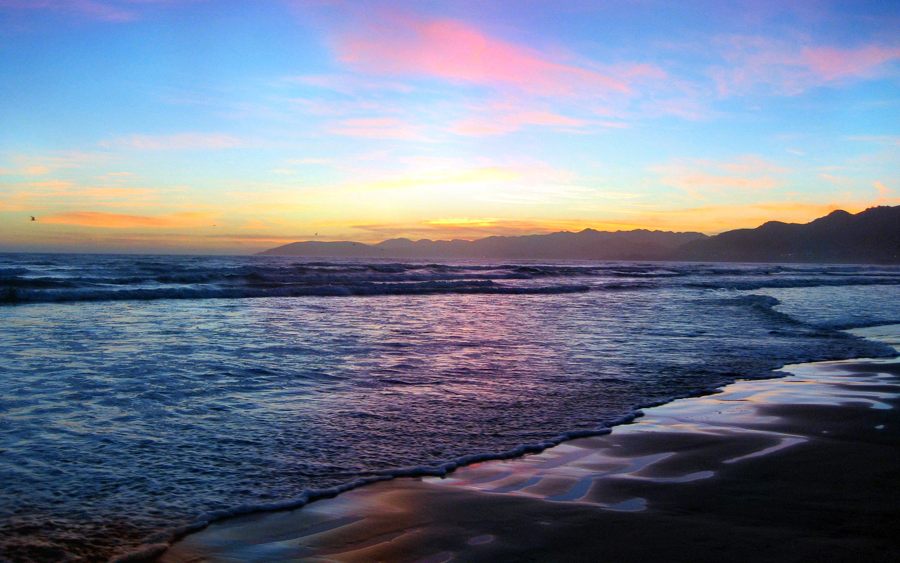 Download mobile wallpaper Sunset, Sky, Sea, Beach, Horizon, Earth for free.
