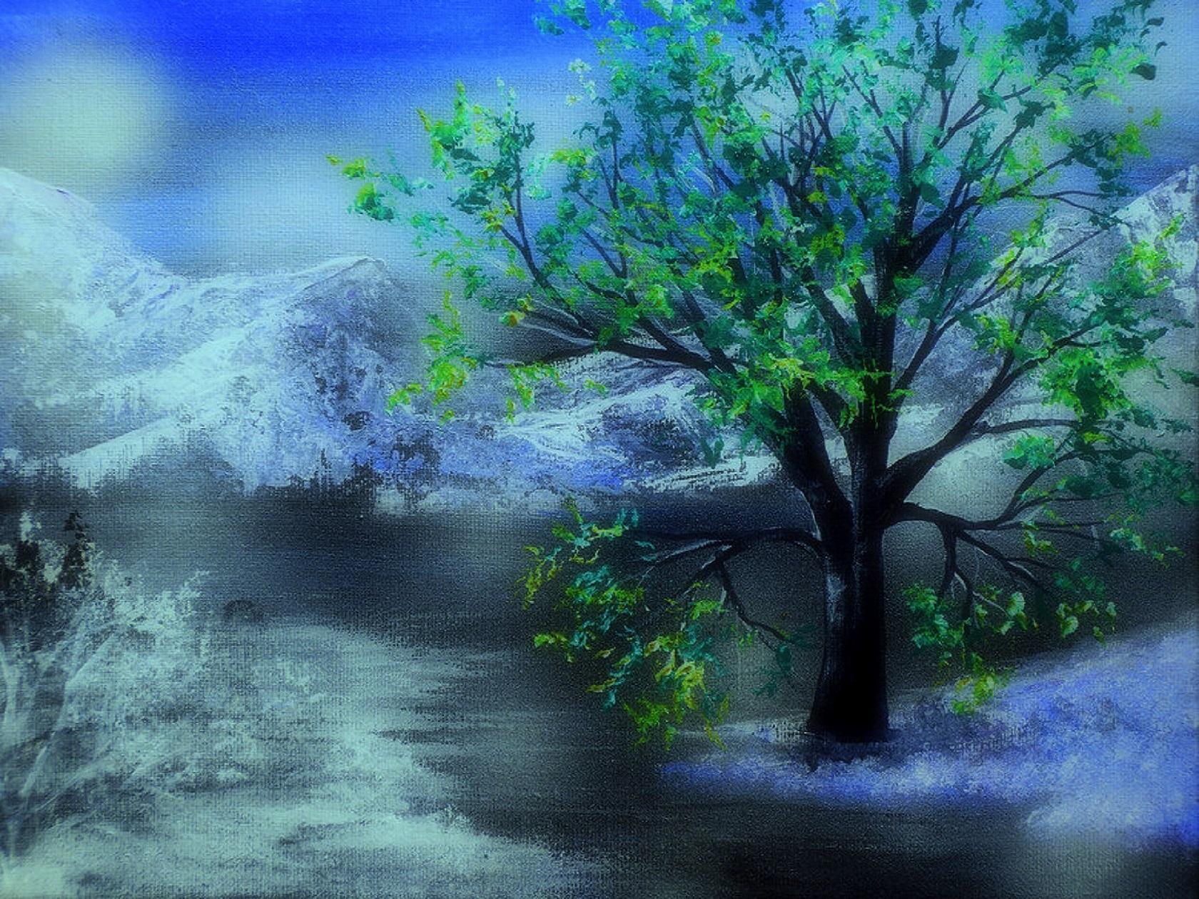 Laden Sie das Landschaft, Winter, Schnee, Baum, Künstlerisch-Bild kostenlos auf Ihren PC-Desktop herunter