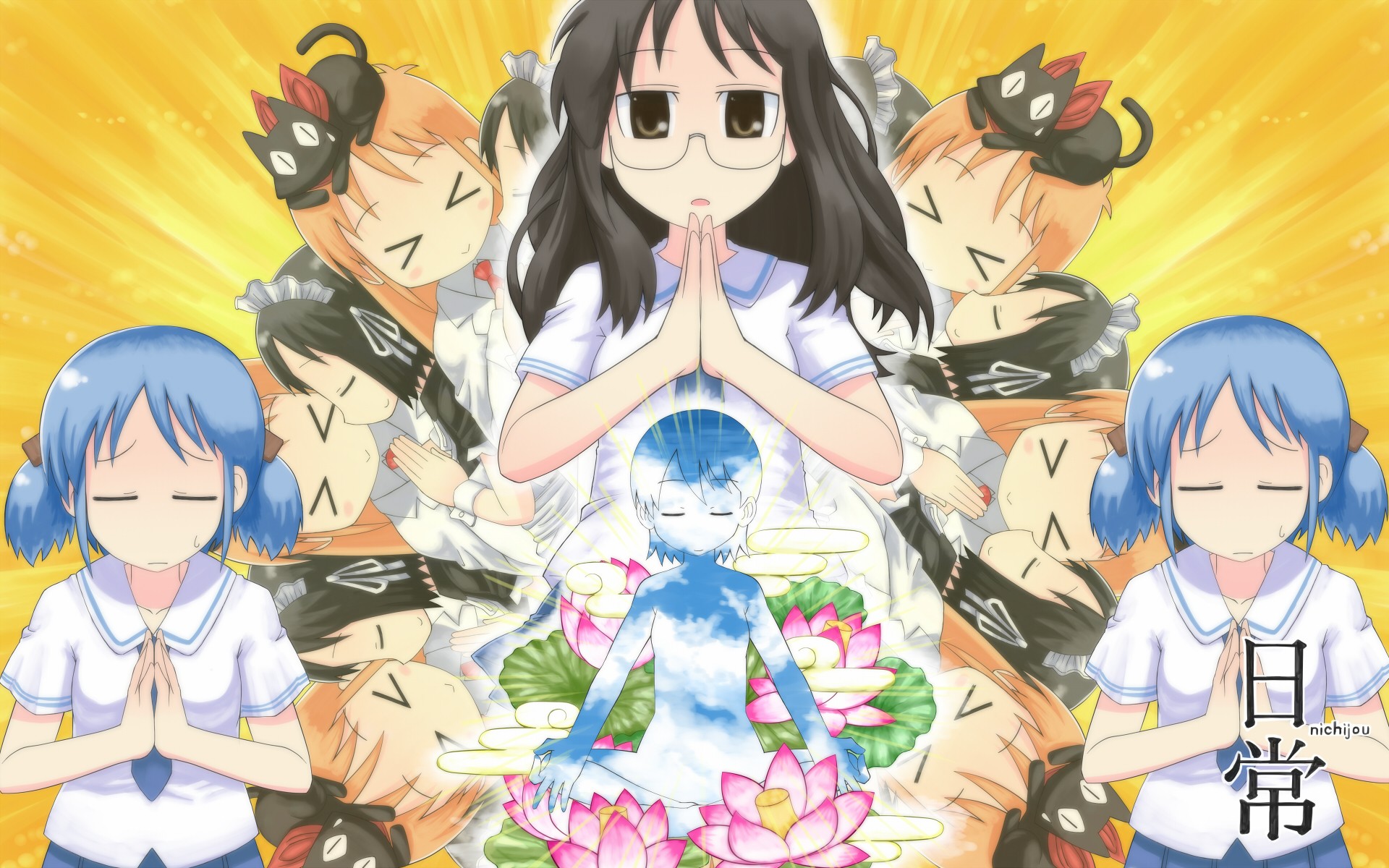 531976 Bild herunterladen animes, nichijō, hakase (nichijō), mai minakami, mio naganohara, nano shinonom, sakamoto (nichijō), yuuko aioi - Hintergrundbilder und Bildschirmschoner kostenlos