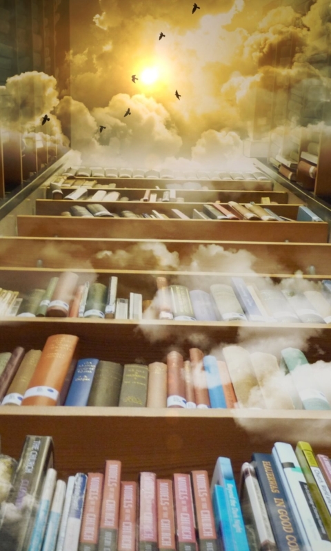 1295521 скачать обои сделано человеком, библиотека, волшебный, фантастика, фантазия, мистический, книга, облака, облако - заставки и картинки бесплатно