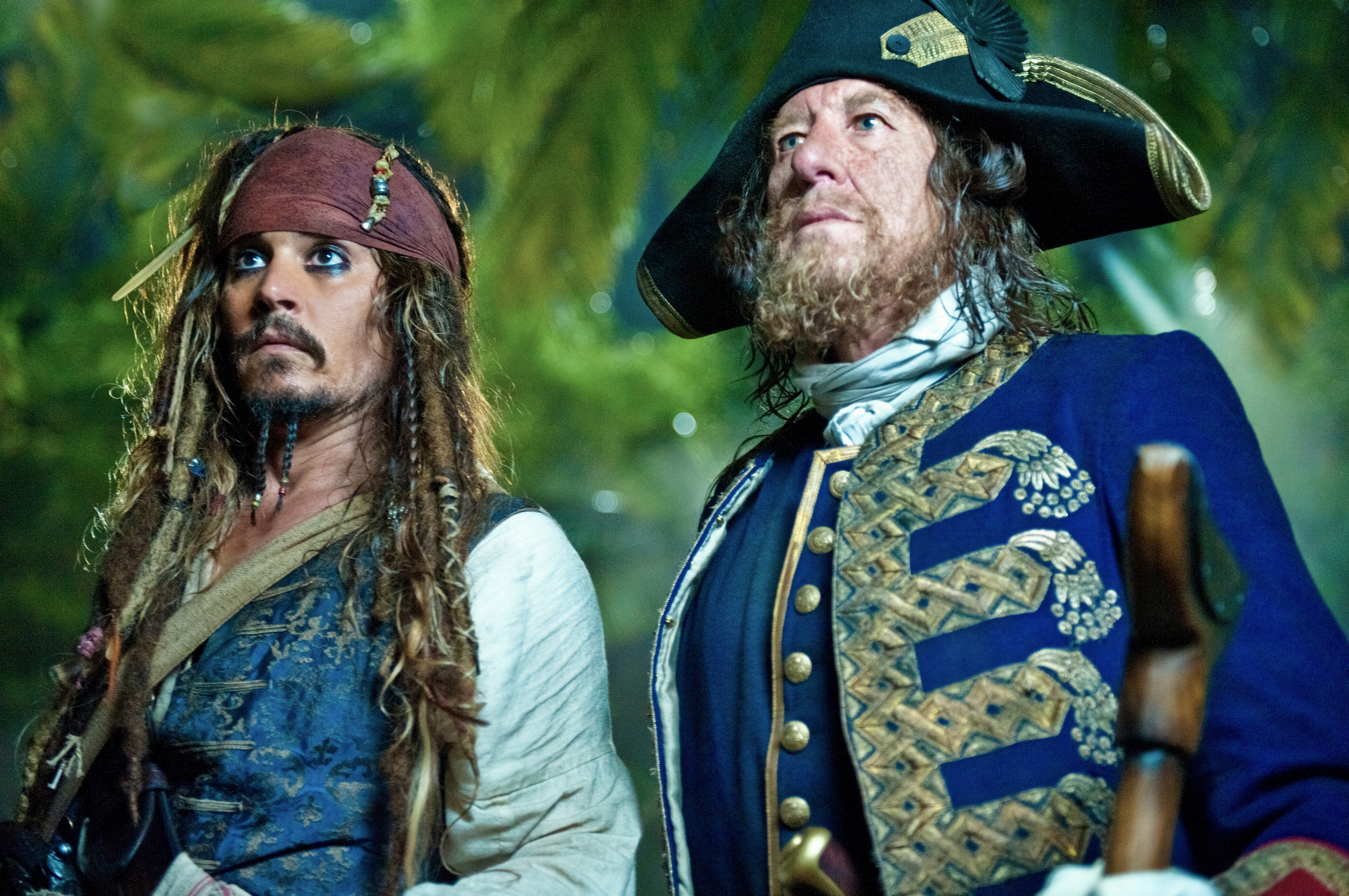 movie, pirates of the caribbean: on stranger tides, geoffrey rush, hector barbossa, jack sparrow, johnny depp, pirates of the caribbean