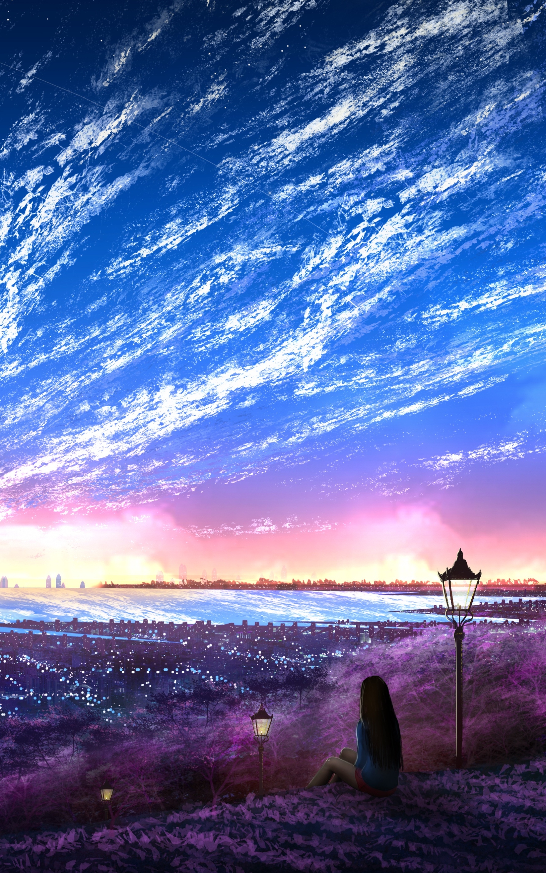 Download mobile wallpaper Anime, Sky, City for free.