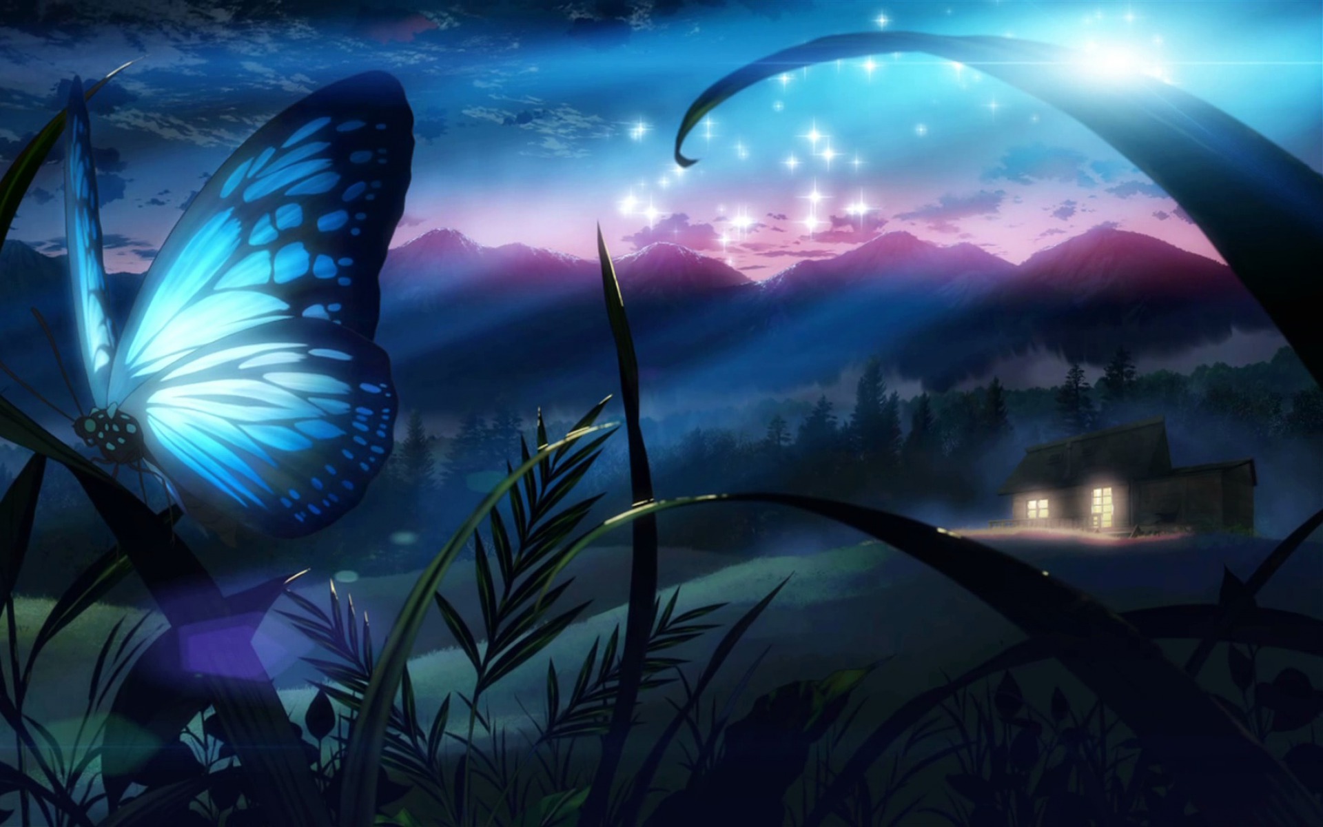 Free download wallpaper Fantasy, Stars, Night, Butterfly, Artistic on your PC desktop