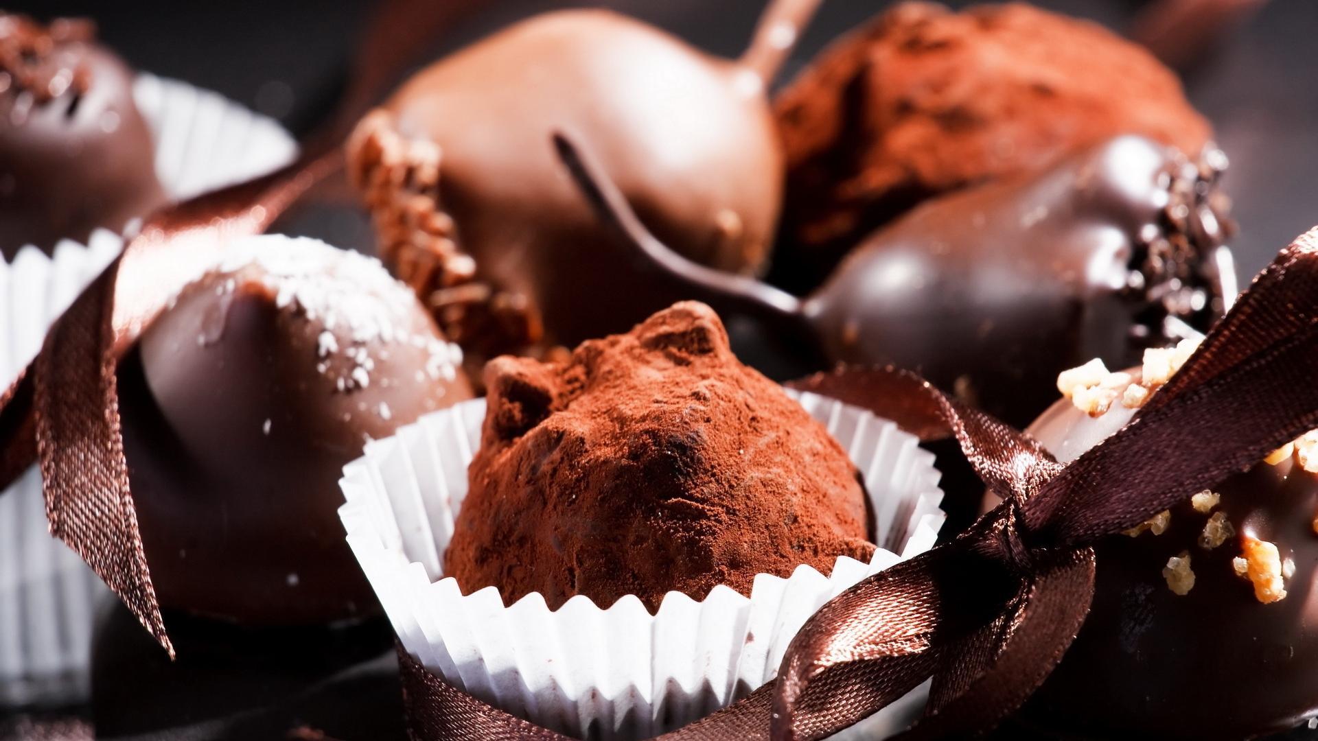 food, chocolate, candies, red Full HD