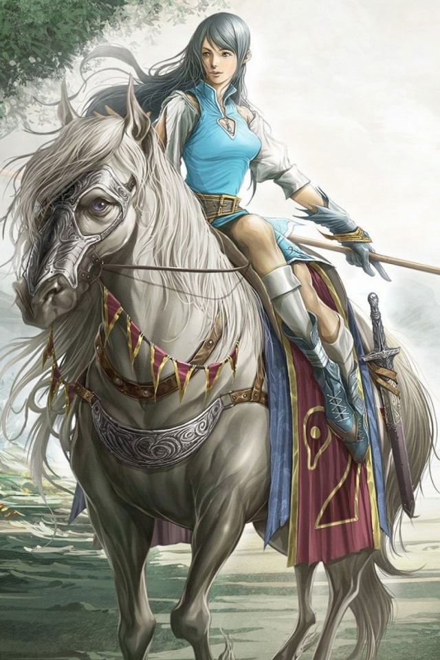 Download mobile wallpaper Horse, Sword, Video Game, Woman Warrior, Lineage, Lineage Ii for free.