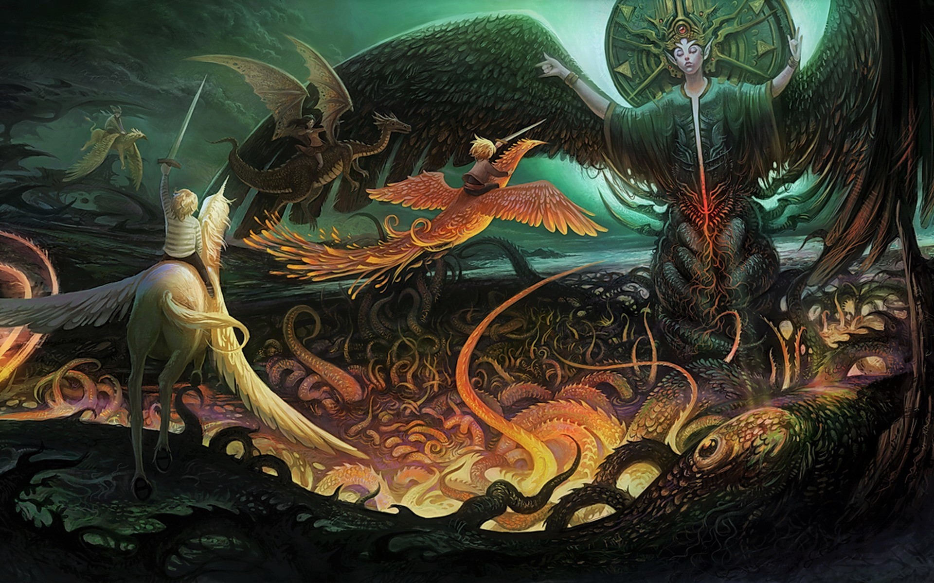 Free download wallpaper Fantasy, Dragon, Angel, Artistic, Child, Unicorn, Phoenix on your PC desktop