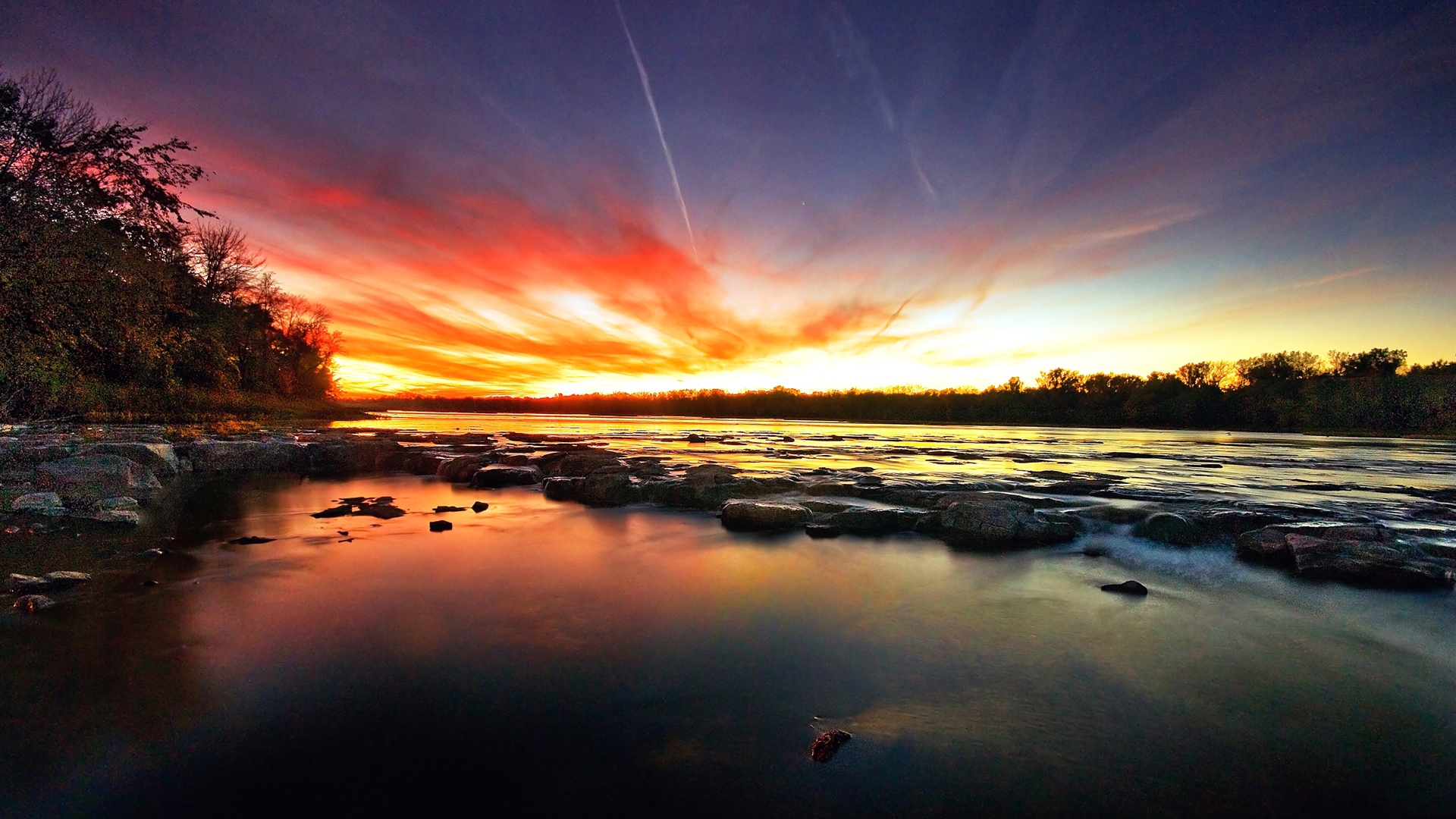 Download mobile wallpaper Sunset, Rivers, Landscape for free.