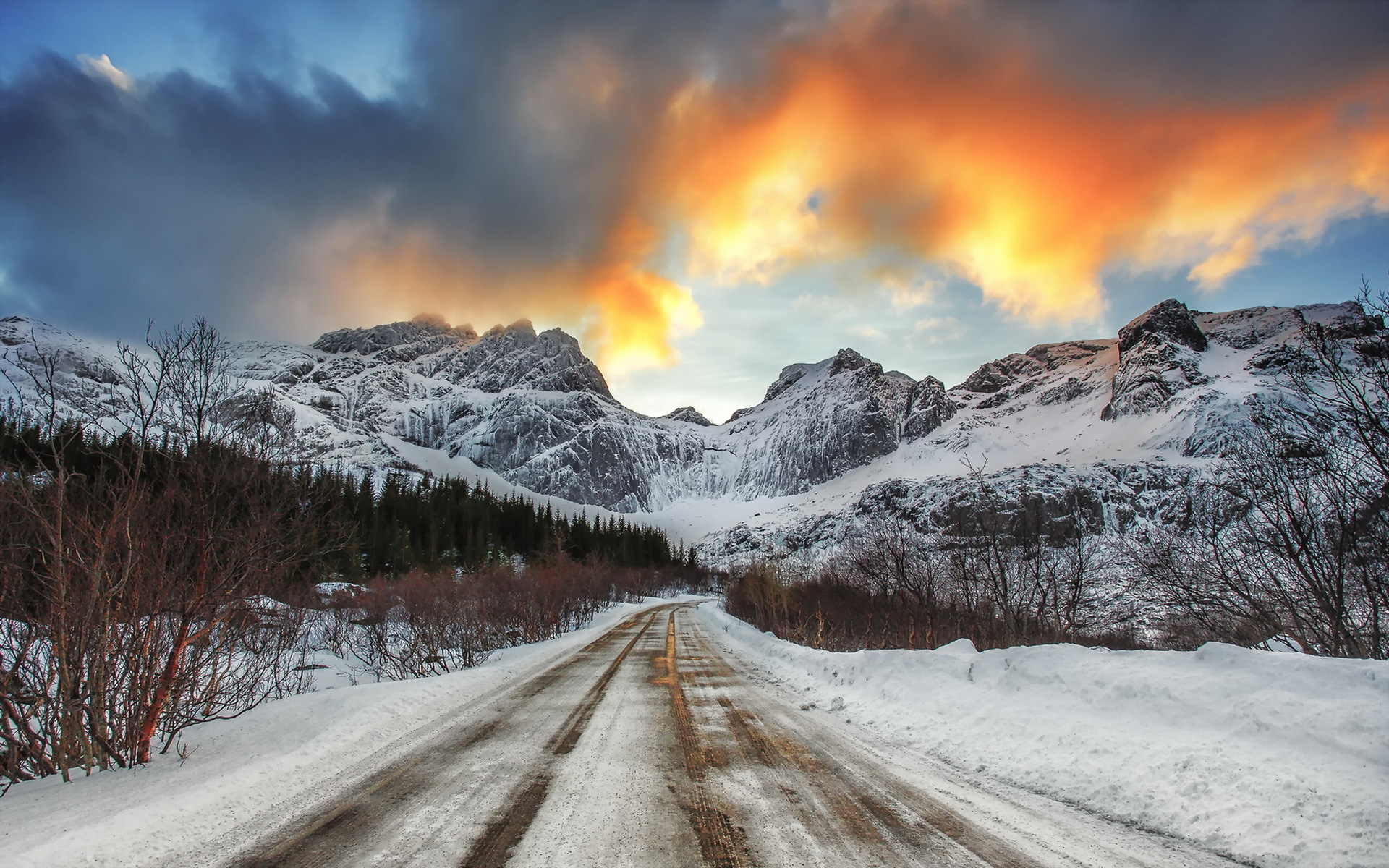 Laden Sie das Winter, Schnee, Straße, Gebirge, Menschengemacht-Bild kostenlos auf Ihren PC-Desktop herunter