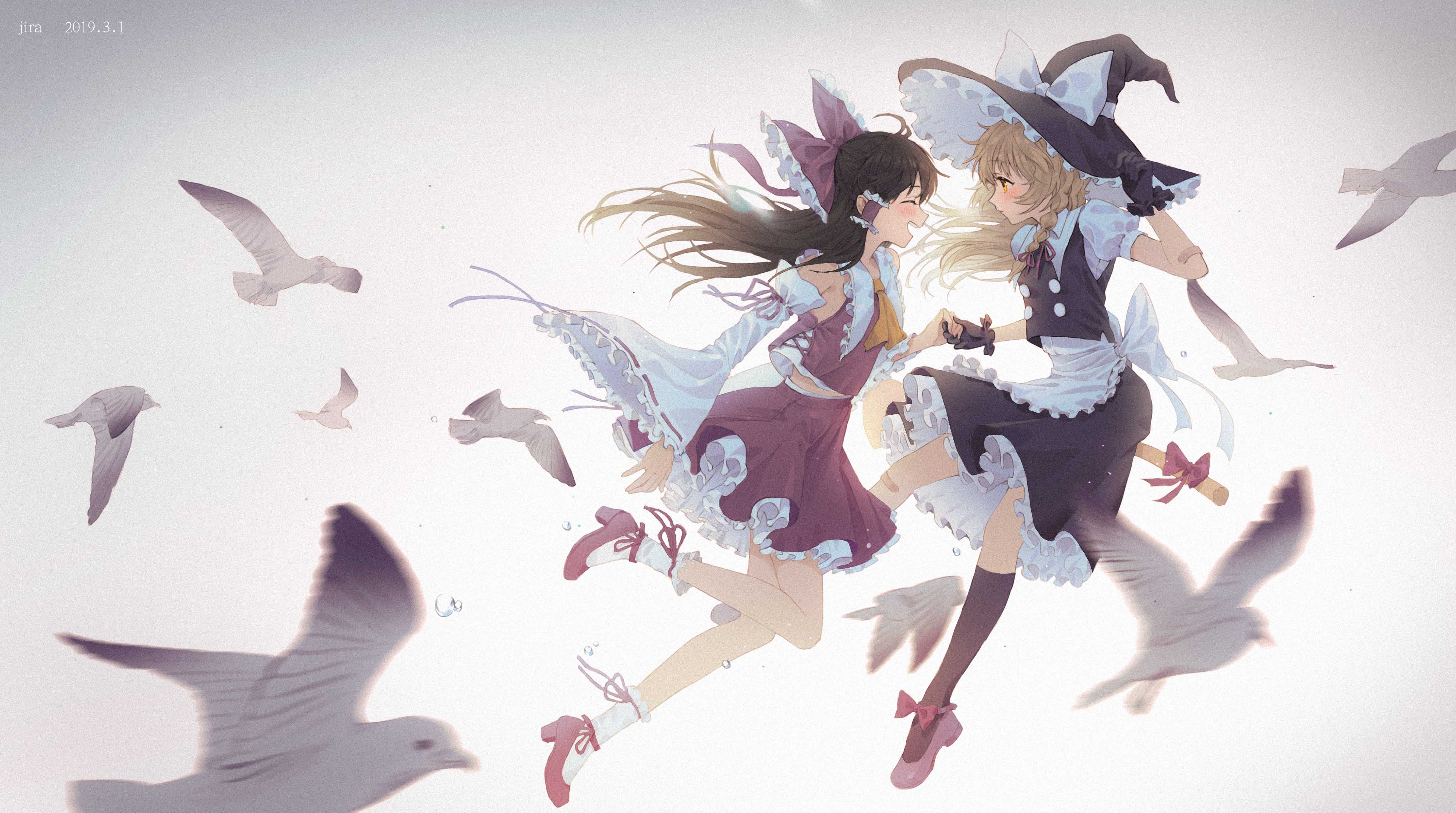 Descarga gratuita de fondo de pantalla para móvil de Animado, Touhou, Reimu Hakurei, Marisa Kirisame.