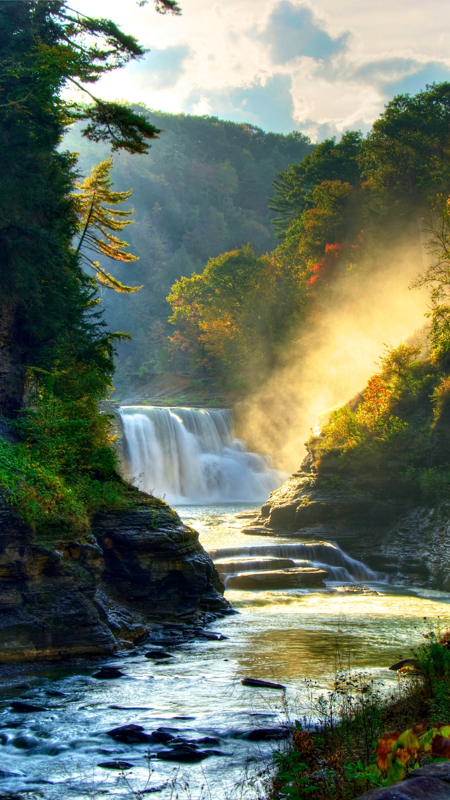 Free download wallpaper Nature, Waterfalls, Waterfall, Forest, Tree, Fall, Earth on your PC desktop