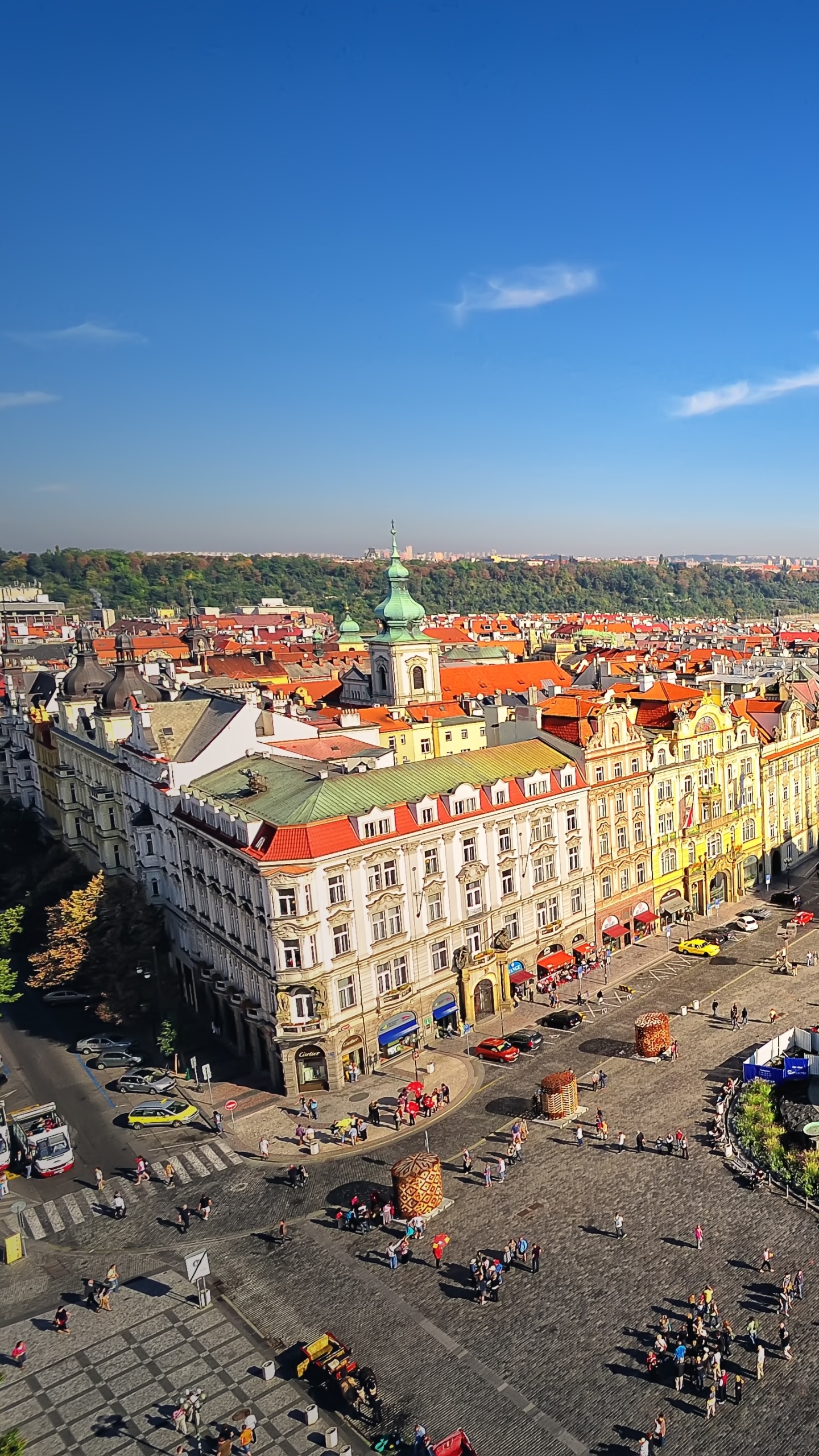 Download mobile wallpaper Cities, City, Building, Panorama, Prague, Aerial, Man Made for free.