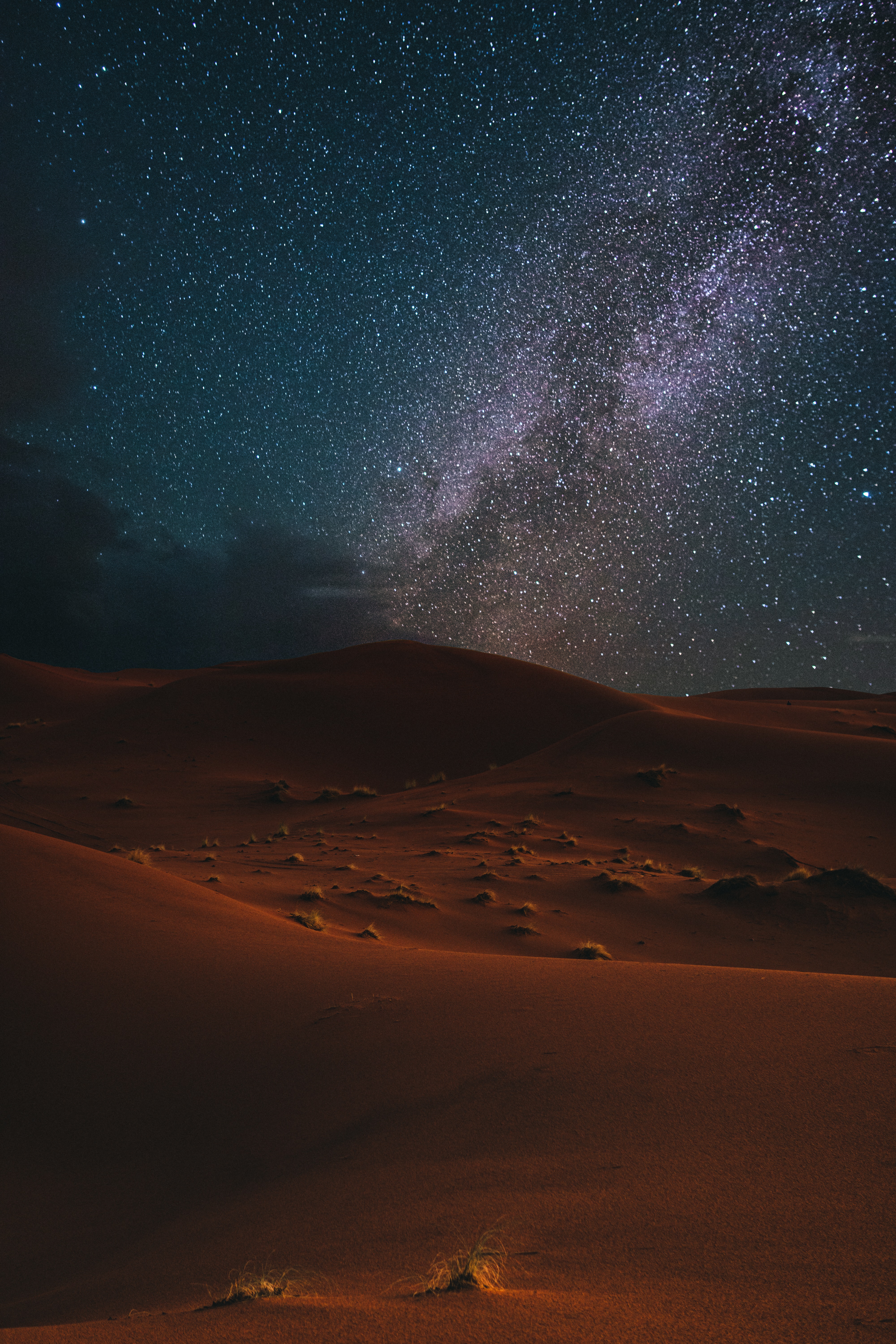 landscape, starry sky, night, dark, desert HD wallpaper