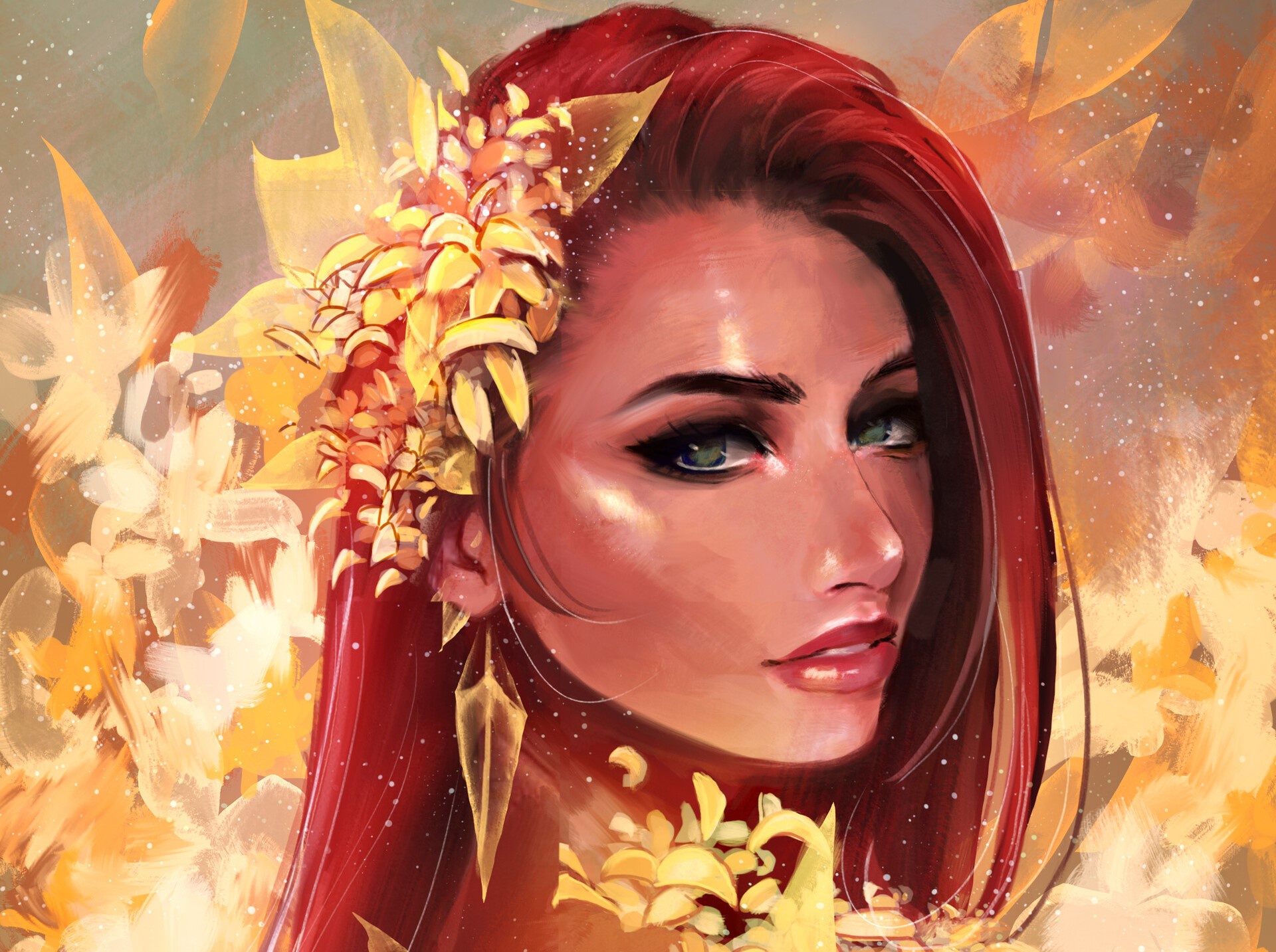 Free download wallpaper Fantasy, Face, Women, Red Hair on your PC desktop