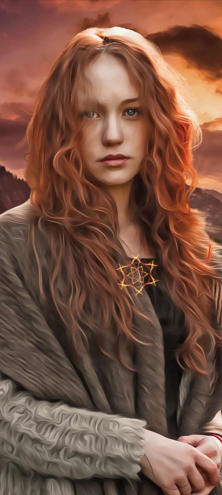 Download mobile wallpaper Redhead, Painting, Artistic, Women, Long Hair, Oil Painting for free.