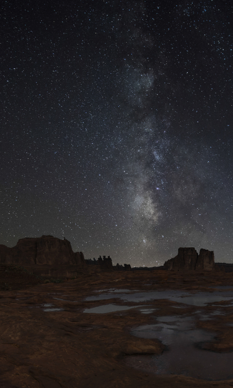 Download mobile wallpaper Landscape, Nature, Stars, Night, Desert, Milky Way, Sci Fi for free.