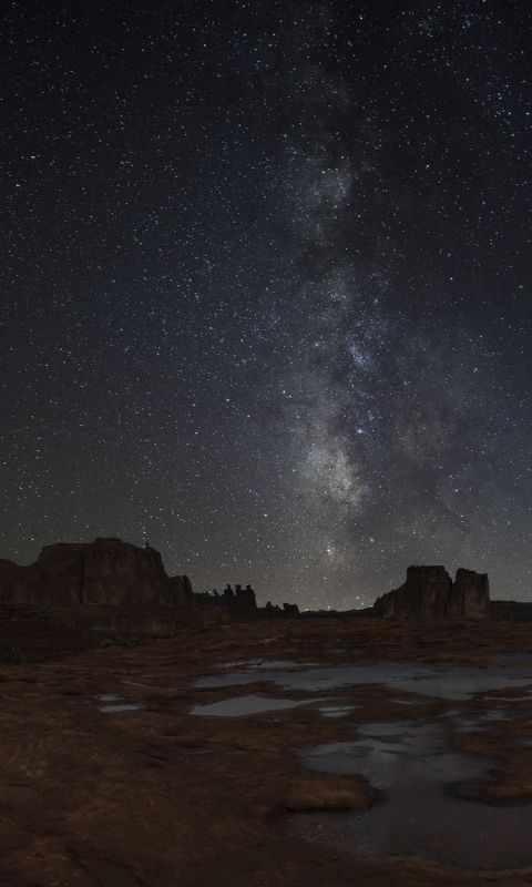 Handy-Wallpaper Landschaft, Natur, Sterne, Wüste, Milchstraße, Science Fiction, Steppe, Nacht kostenlos herunterladen.