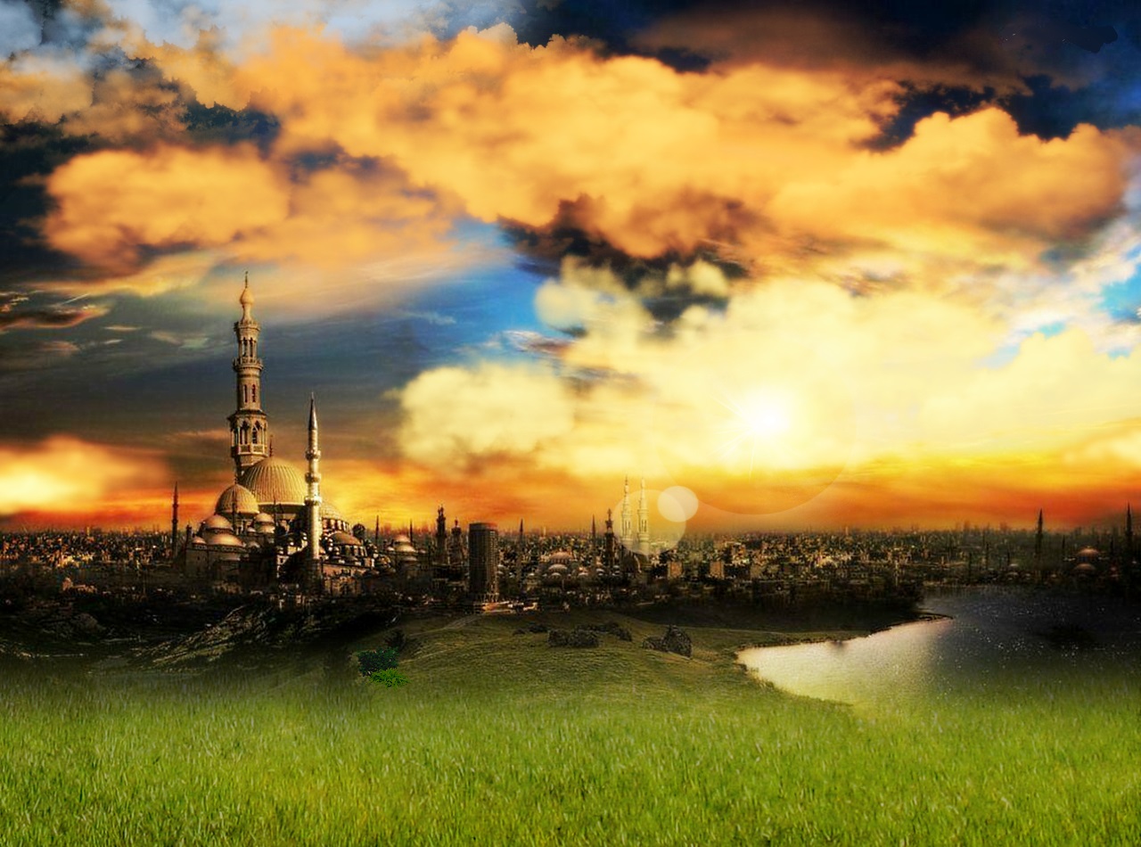 Free download wallpaper Sunset, City, Artistic on your PC desktop