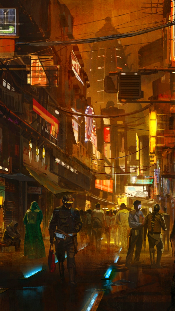 Download mobile wallpaper Cyberpunk, Sci Fi, Street, Concept Art for free.