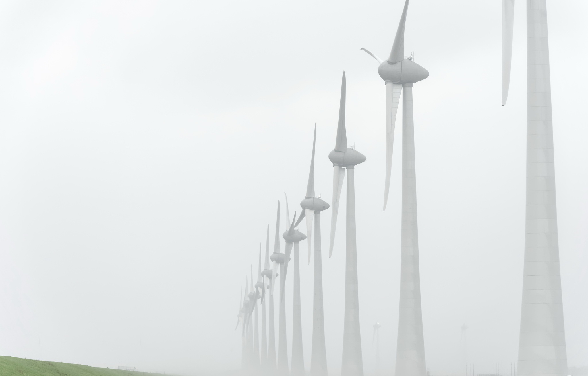 Download mobile wallpaper Fog, Wind Turbine, Man Made for free.