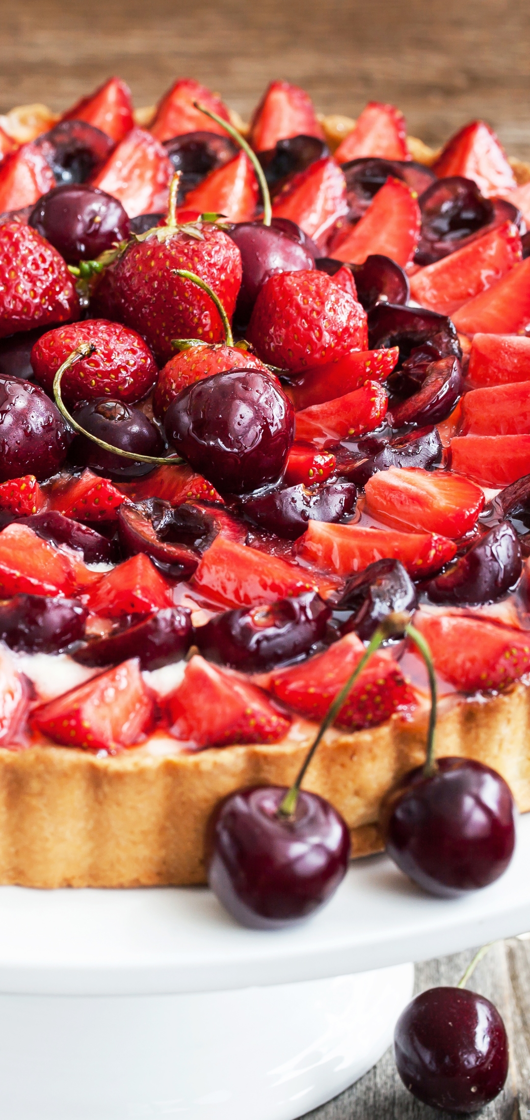 Download mobile wallpaper Food, Strawberry, Cherry, Dessert, Berry, Fruit, Pie, Pastry for free.