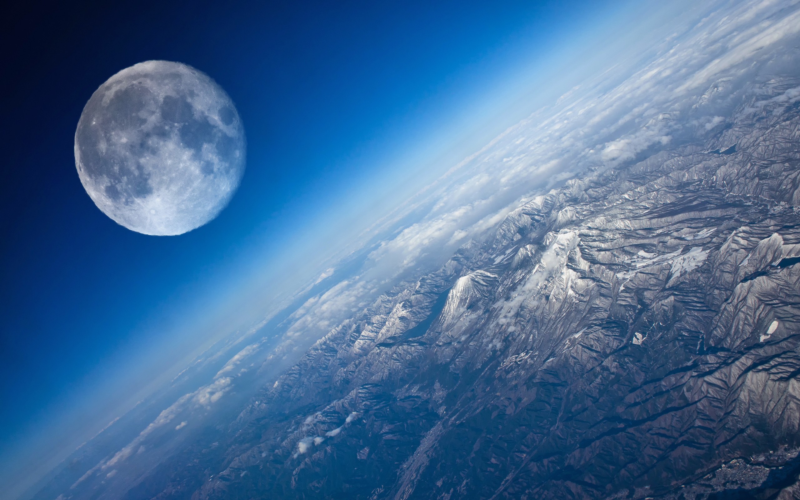 Download mobile wallpaper Moon, Earth, From Space for free.