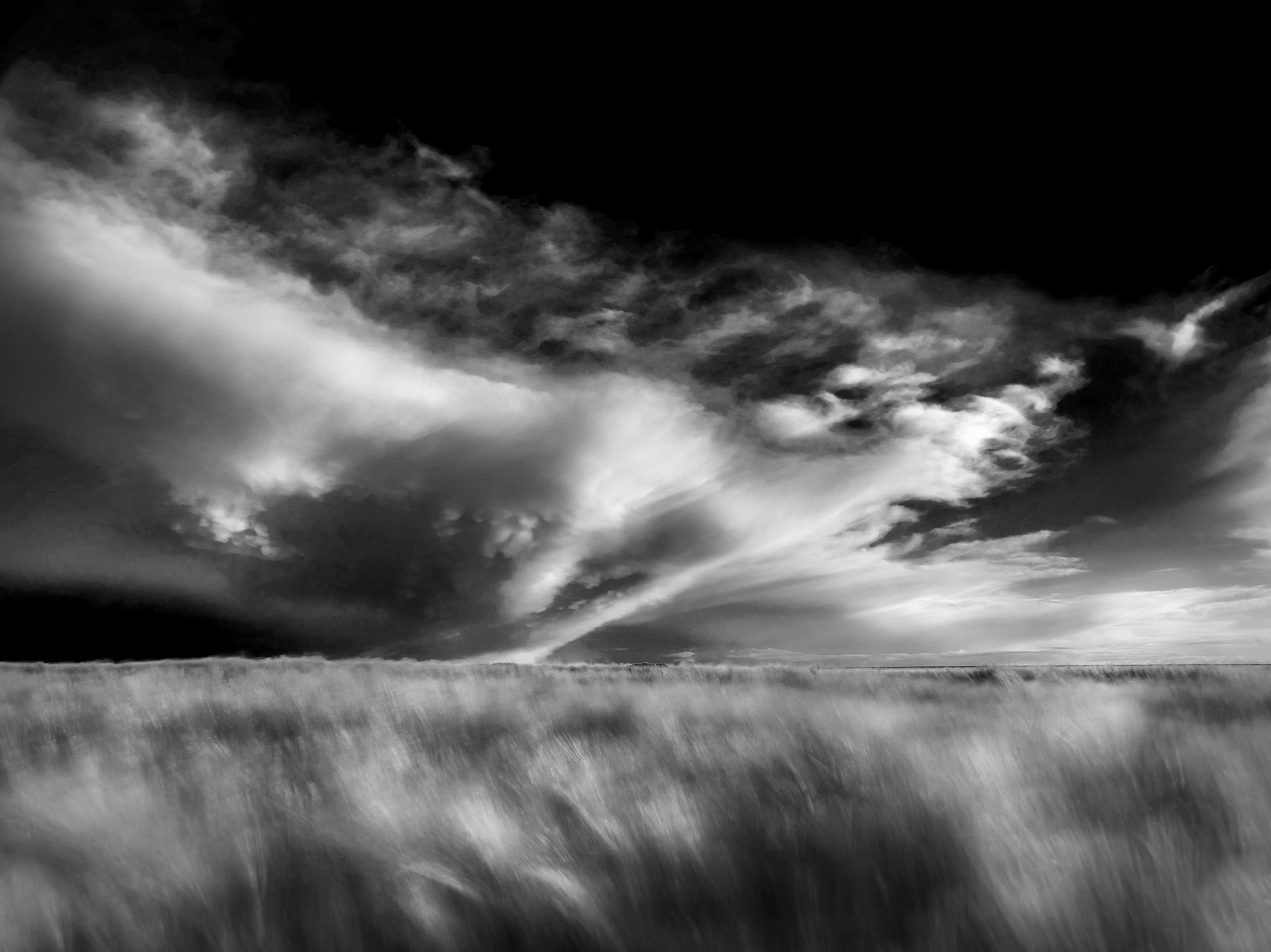 Download mobile wallpaper Landscape, Nature, Earth, Field, Cloud, Black & White for free.