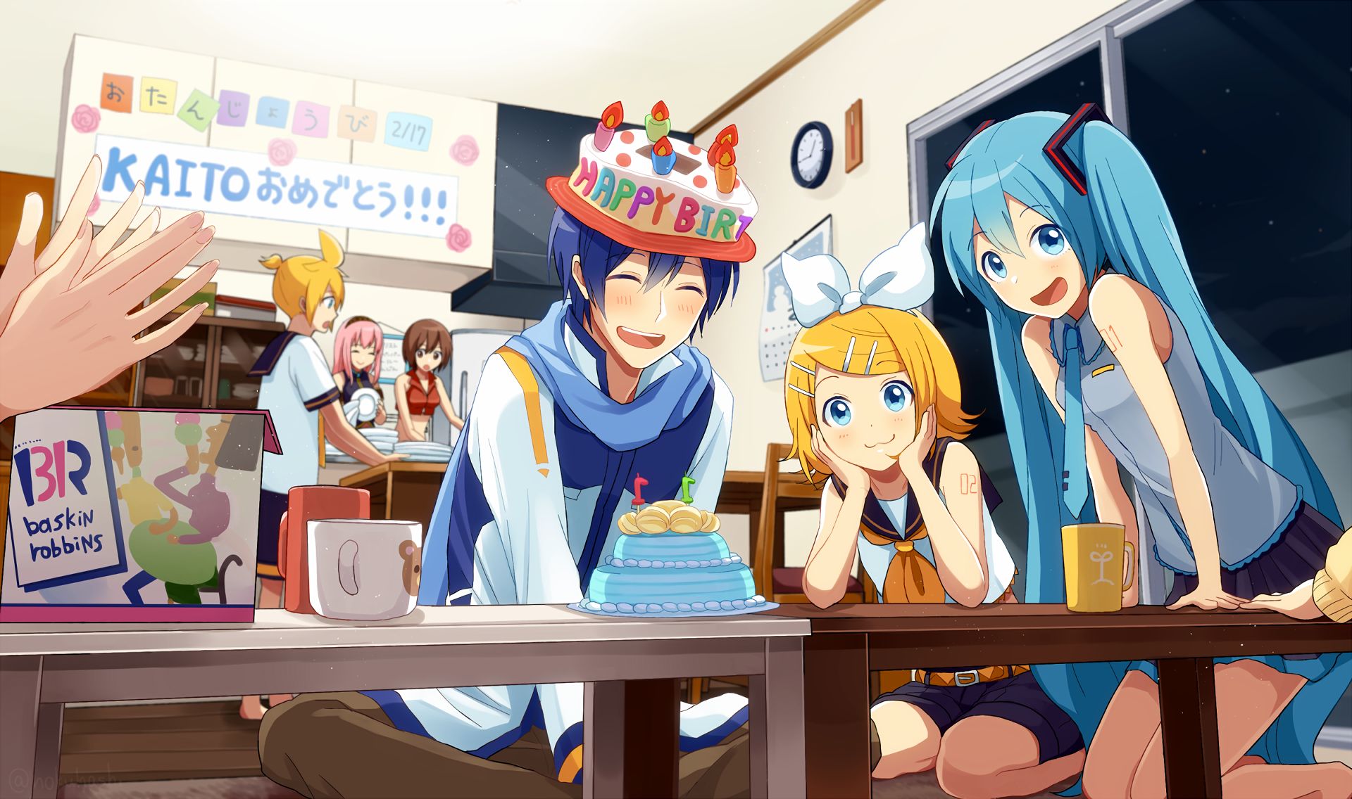 Laden Sie das Vocaloid, Hatsune Miku, Animes, Lukas Megurin, Rin Kagamine, Kaito (Vocaloid), Len Kagamine, Meiko (Vocaloid)-Bild kostenlos auf Ihren PC-Desktop herunter