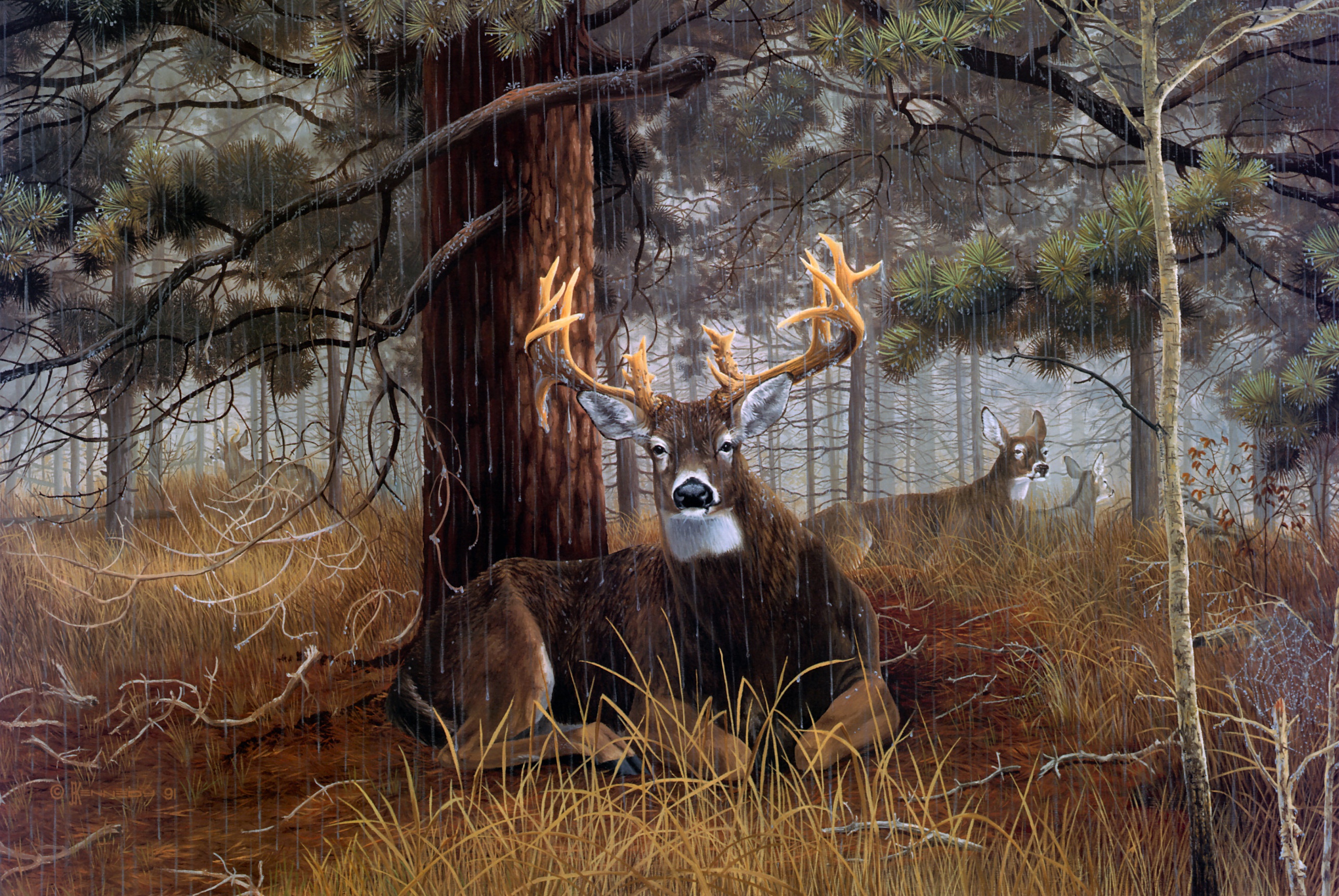 Download mobile wallpaper Painting, Deer, Artistic for free.