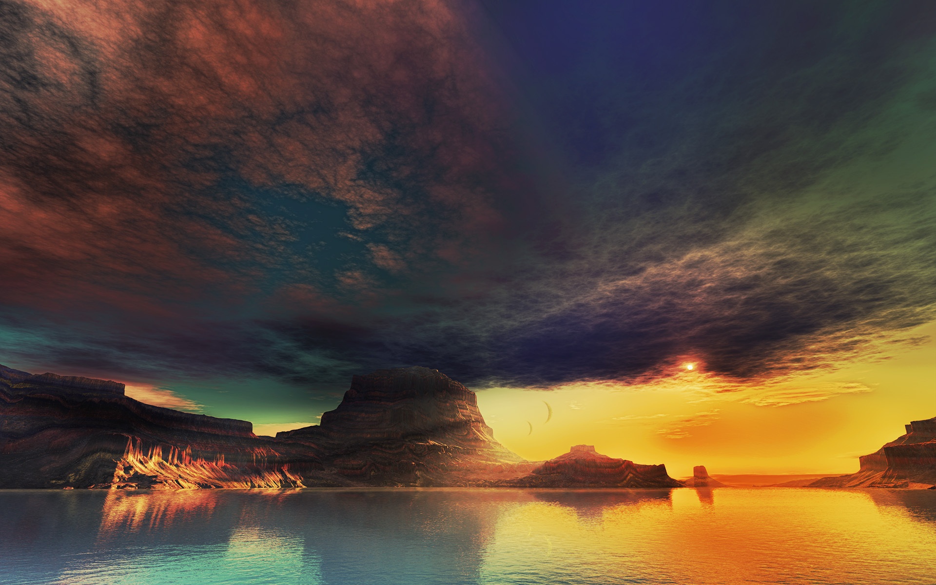 Free download wallpaper Landscape, Mountains, Sea on your PC desktop