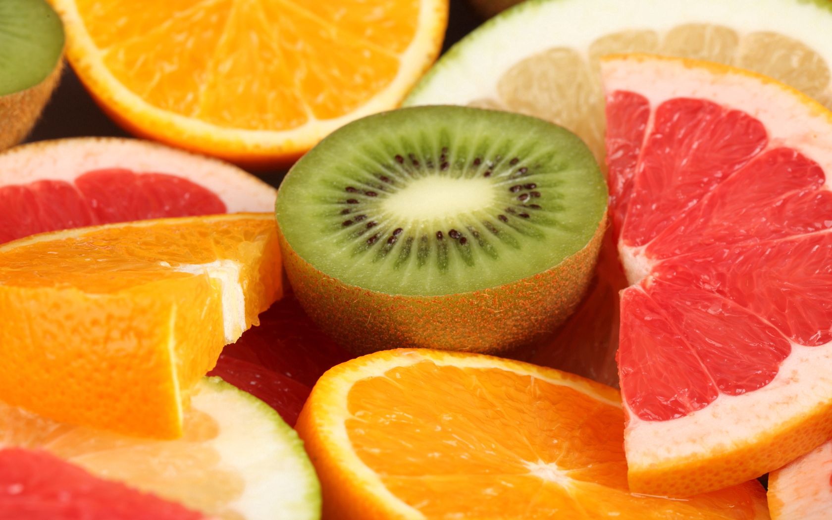 kiwi, fruits, food, oranges, lime, grapefruit