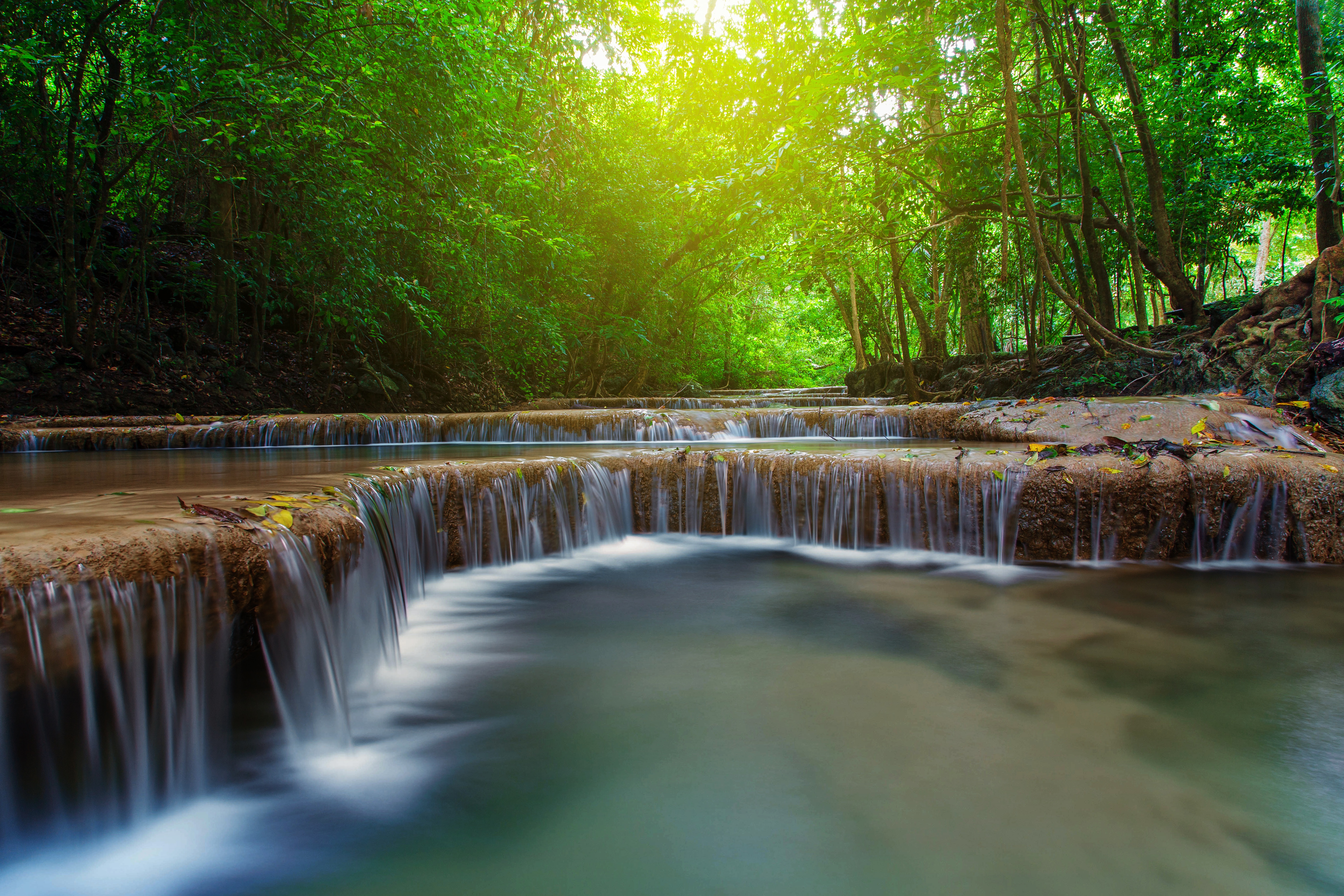 Download mobile wallpaper Nature, Waterfalls, Waterfall, Earth, River, Greenery for free.