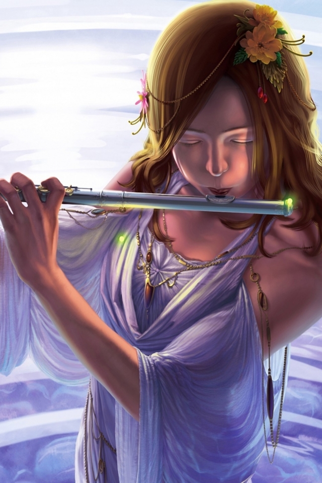 Download mobile wallpaper Music, Anime, Flute for free.