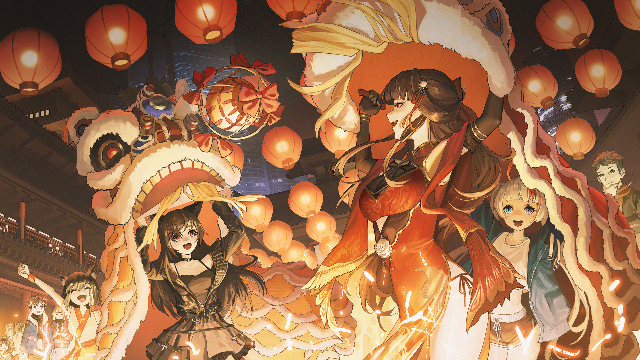 Free download wallpaper Anime, Lantern, Girl on your PC desktop
