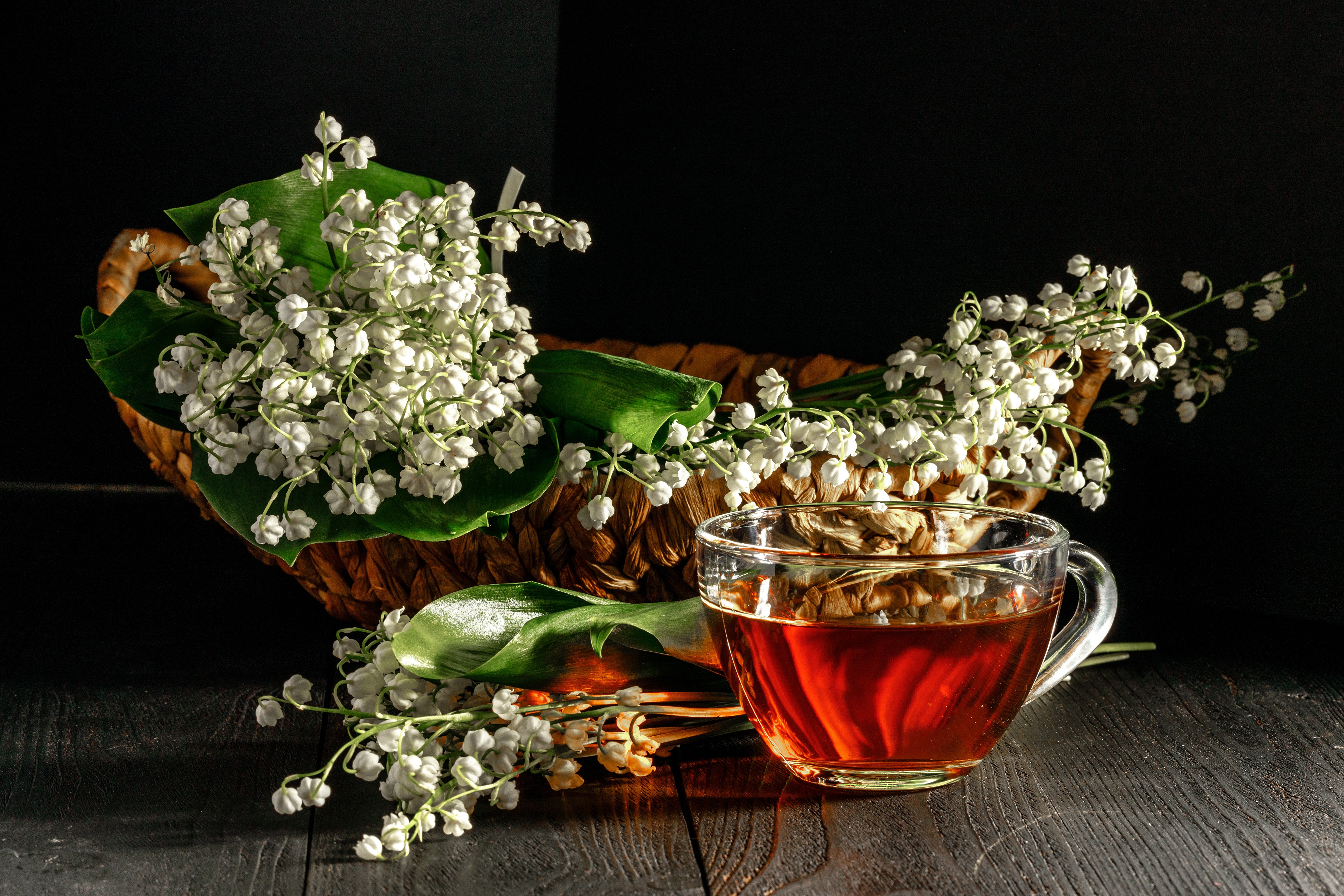 Free download wallpaper Food, Lily Of The Valley, Flower, Cup, Drink, Tea, White Flower on your PC desktop