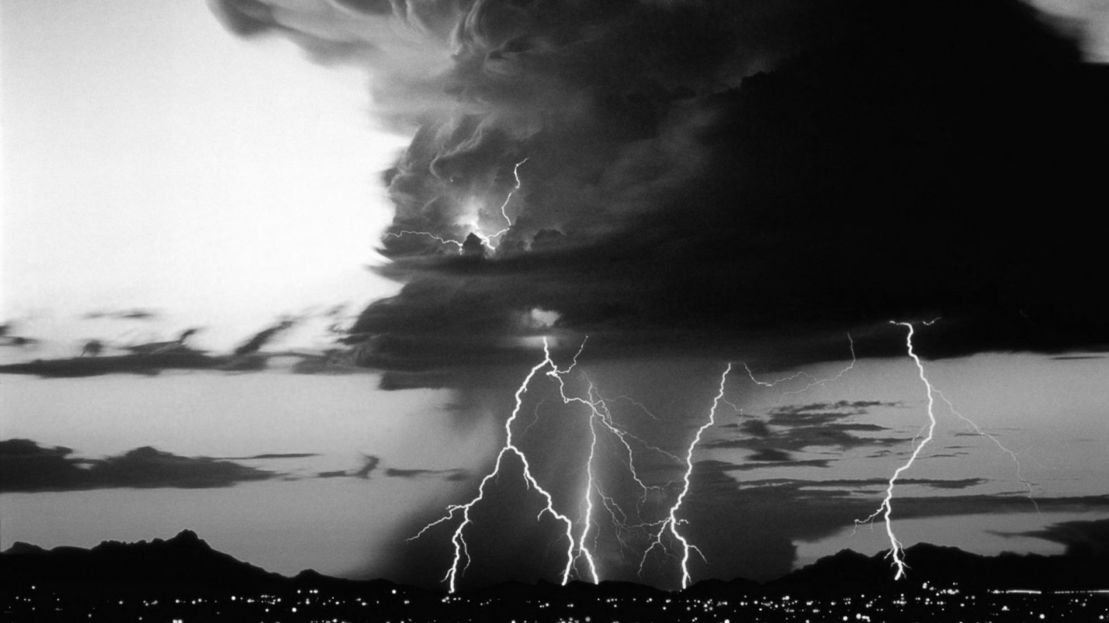 photography, lightning, black & white, cloud, storm, thunderstorm