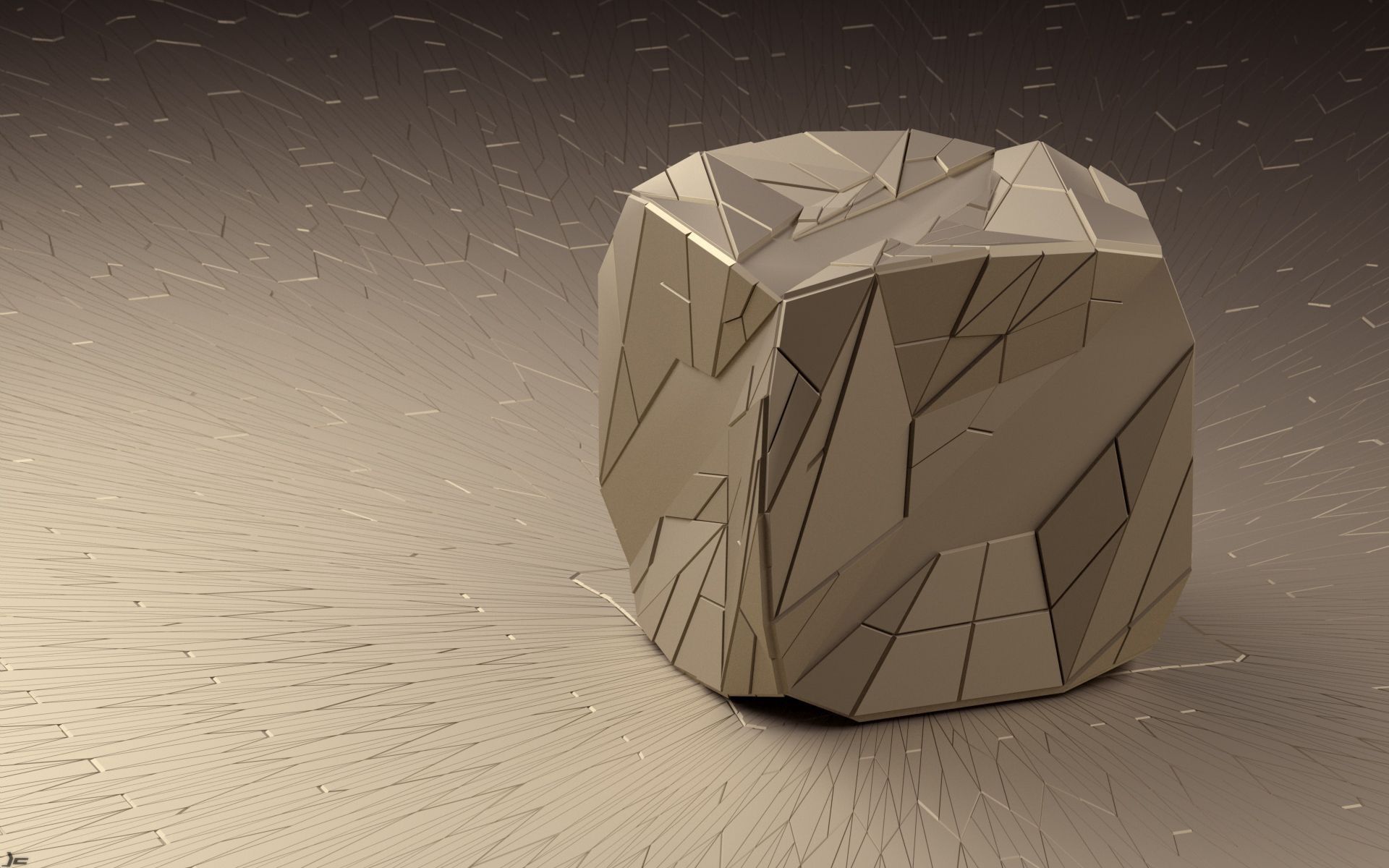 face, 3d, art, lines, figure, cube, triangles, facets, render Panoramic Wallpaper