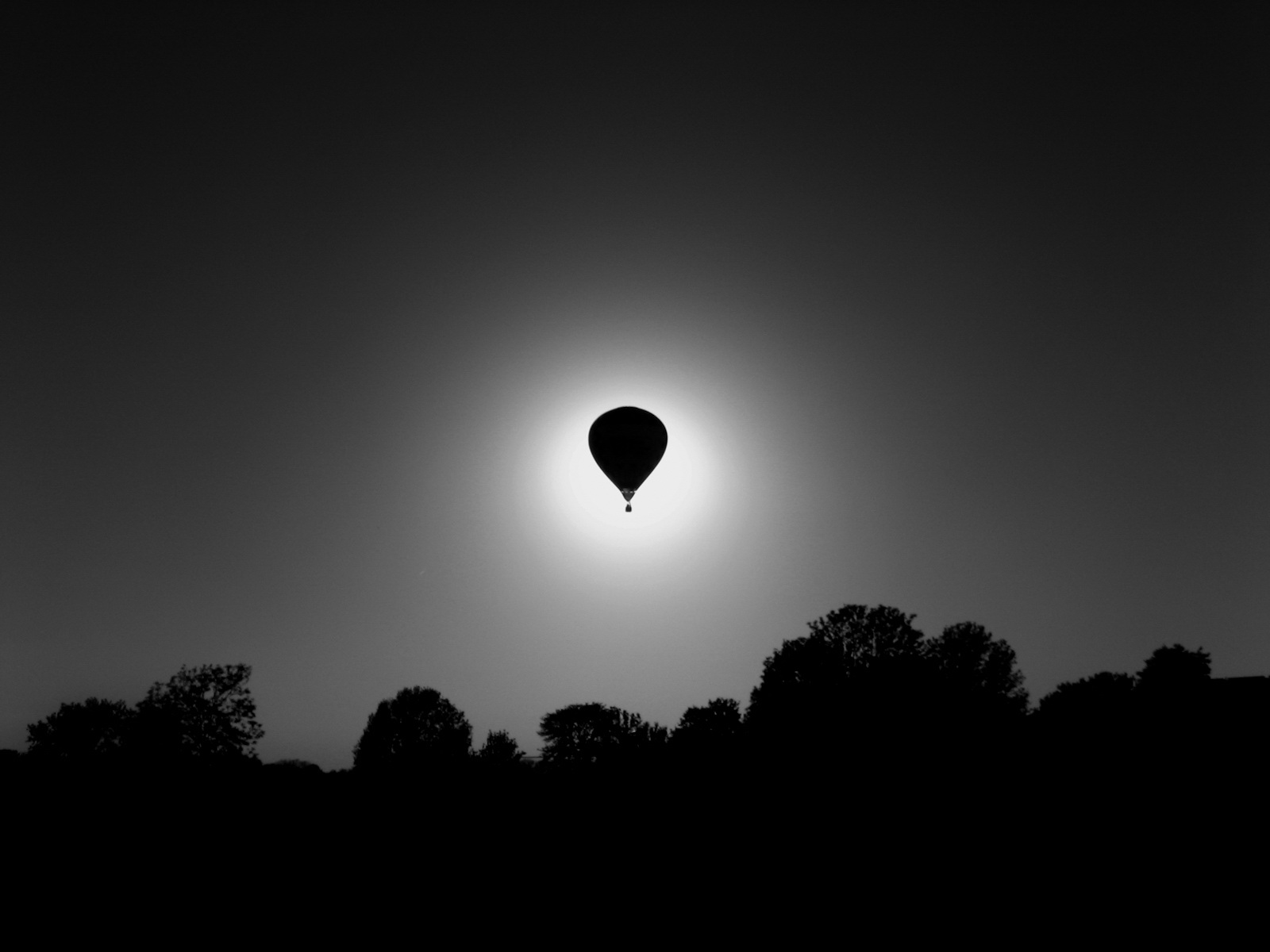 Download mobile wallpaper Hot Air Balloon, Black & White, Vehicles for free.