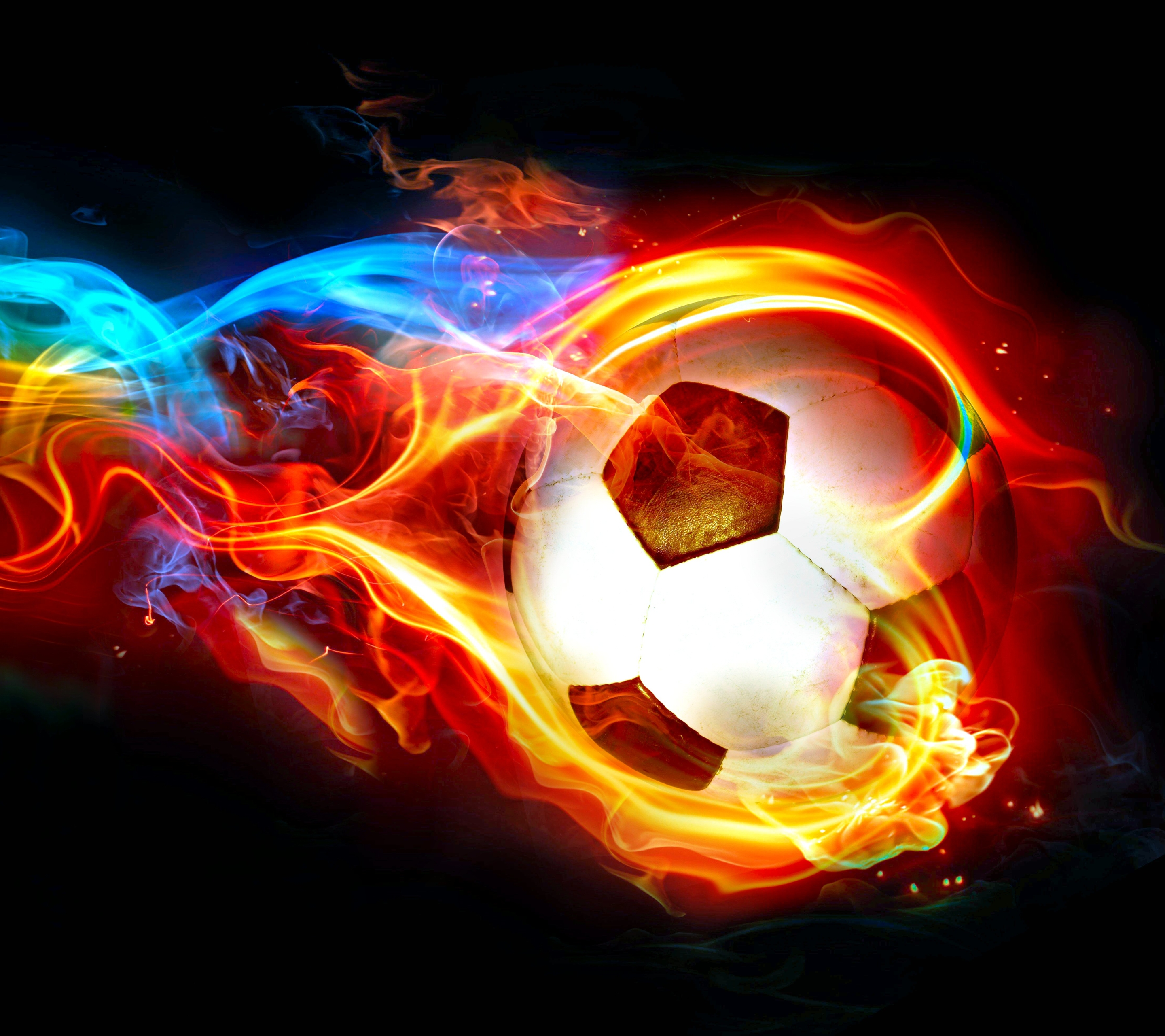 Download mobile wallpaper Sports, Flame, Ball, Colorful, Soccer, Sport for free.