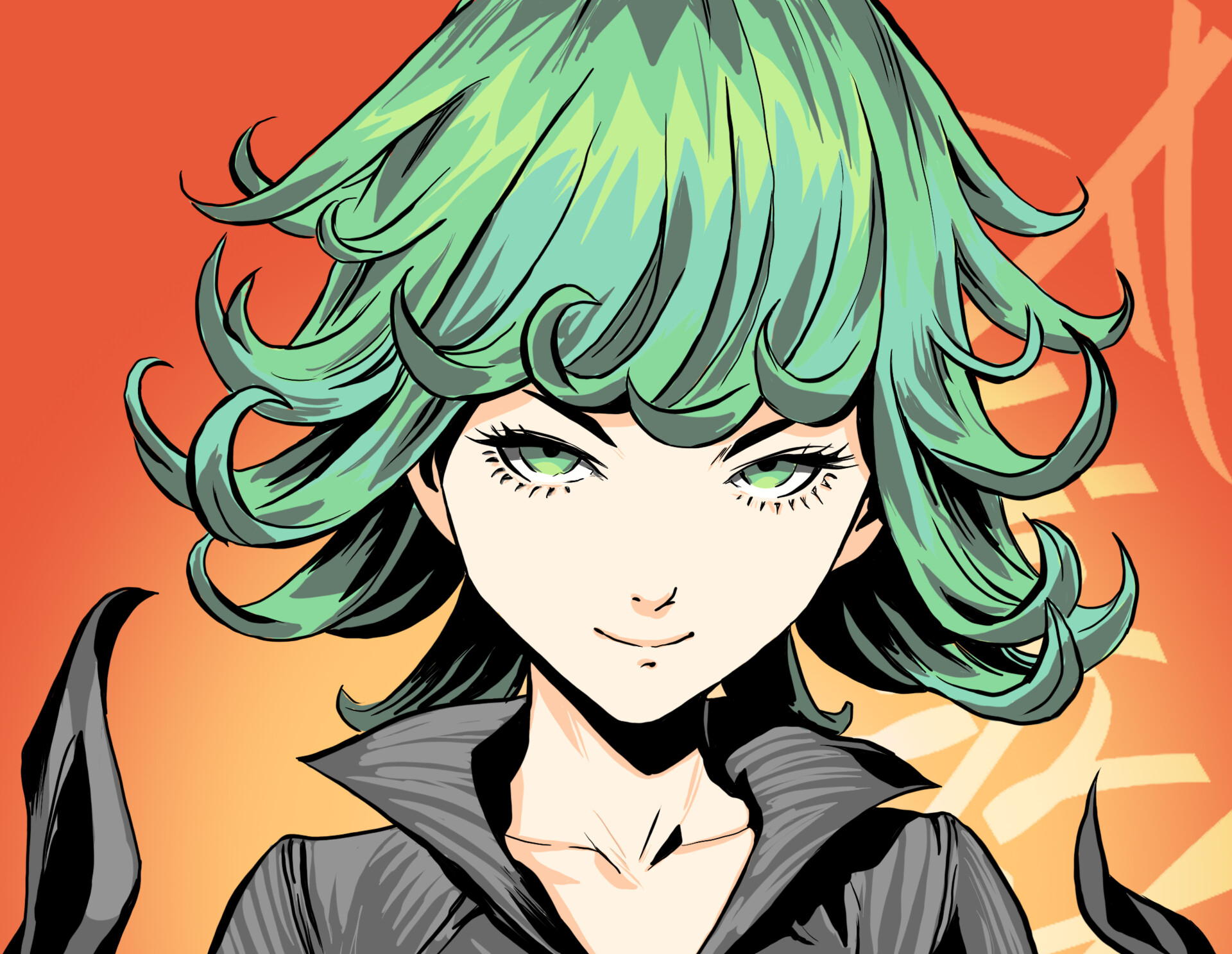 Free download wallpaper Anime, Face, Green Hair, Green Eyes, One Punch Man, Tatsumaki (One Punch Man) on your PC desktop