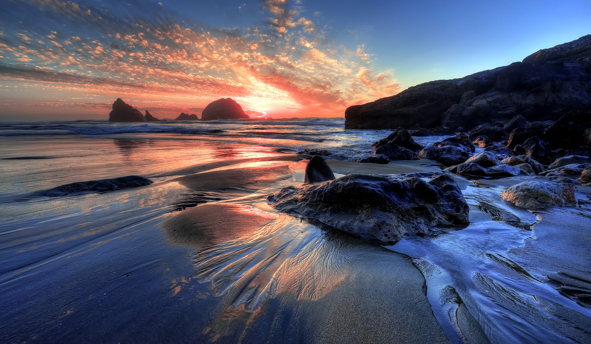 Free download wallpaper Nature, Sunset, Beach, Horizon, Earth on your PC desktop
