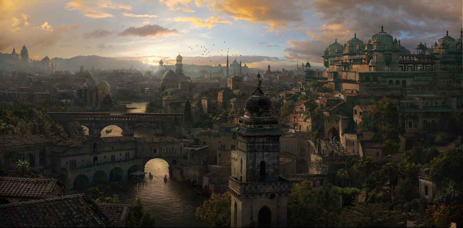 Free download wallpaper Fantasy, City on your PC desktop