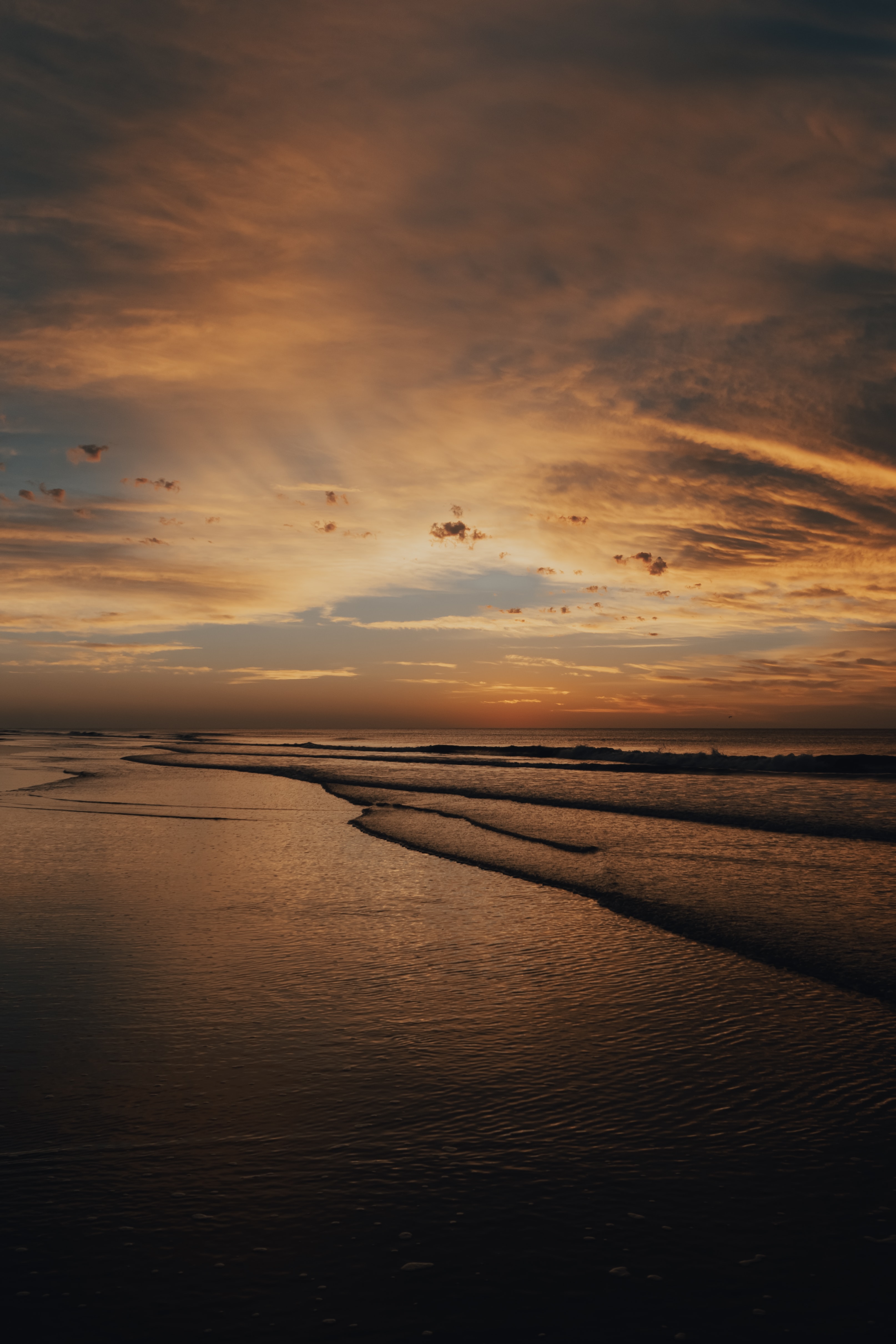 Laden Sie das Natur, Sunset, Dämmerung, Twilight, Waves, Sea, Strand-Bild kostenlos auf Ihren PC-Desktop herunter