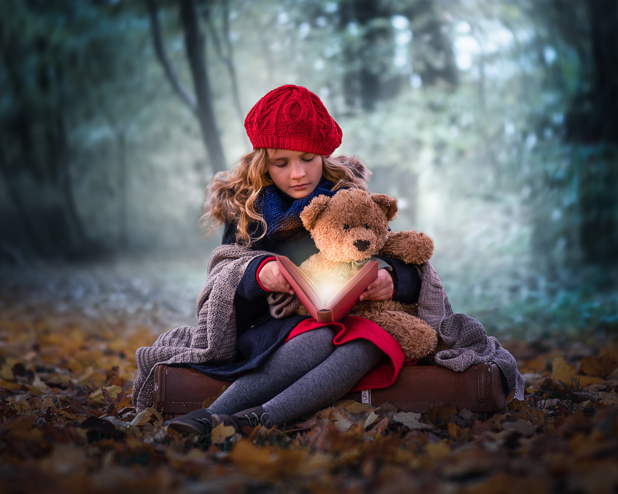 Download mobile wallpaper Magic, Teddy Bear, Book, Child, Hat, Photography, Stuffed Animal for free.