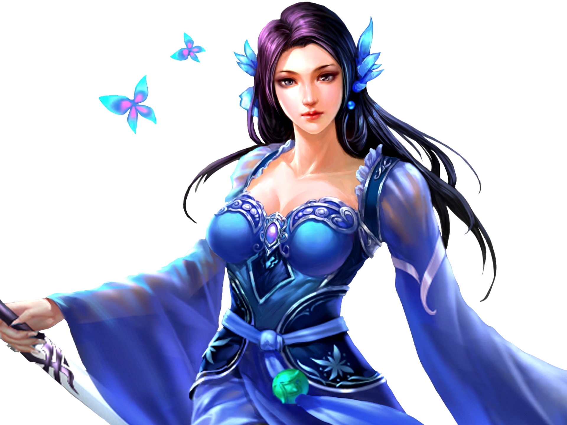Free download wallpaper Fantasy, Butterfly, Women, Purple Hair on your PC desktop