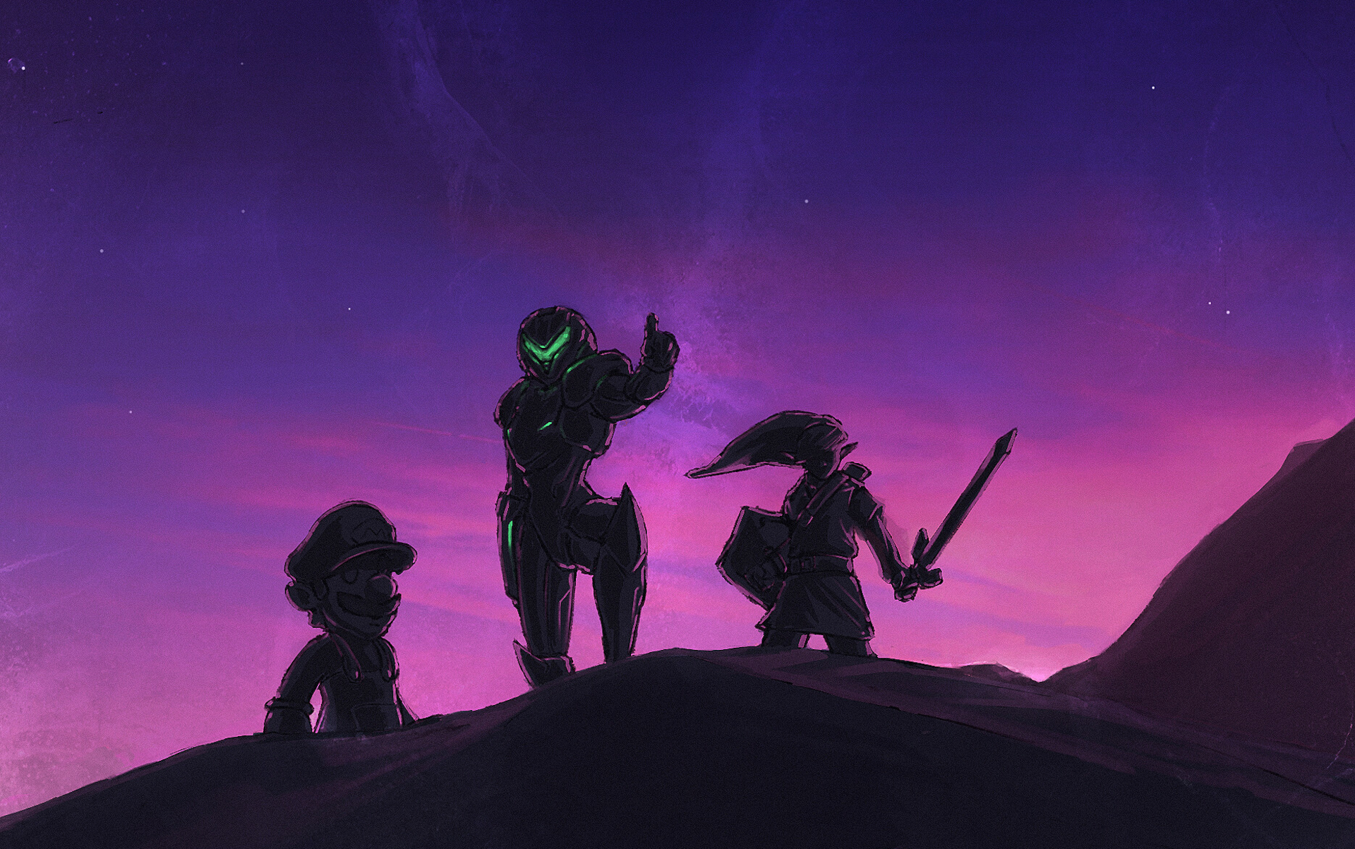 Free download wallpaper Mario, Crossover, Link, Video Game, Samus Aran on your PC desktop