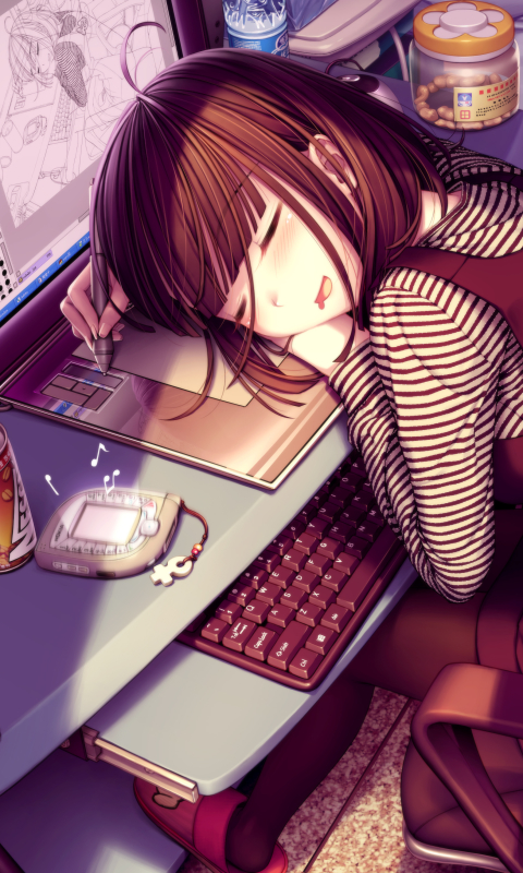 Download mobile wallpaper Anime, Girl, Sleeping, Brown Hair for free.