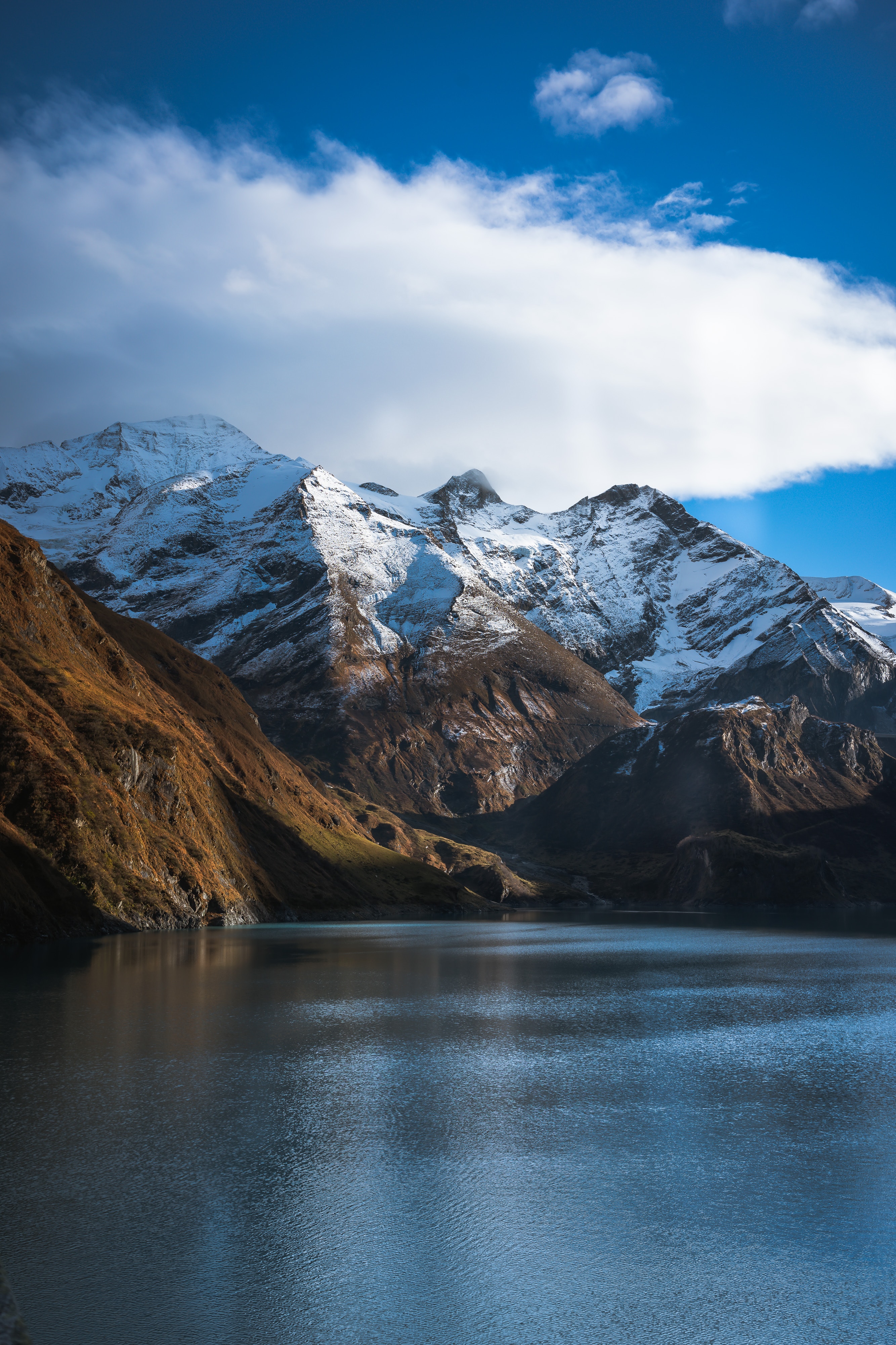 Descarga gratis la imagen Naturaleza, Montañas, Arriba, Lago, Nevado, Cubierto De Nieve, Vértice en el escritorio de tu PC