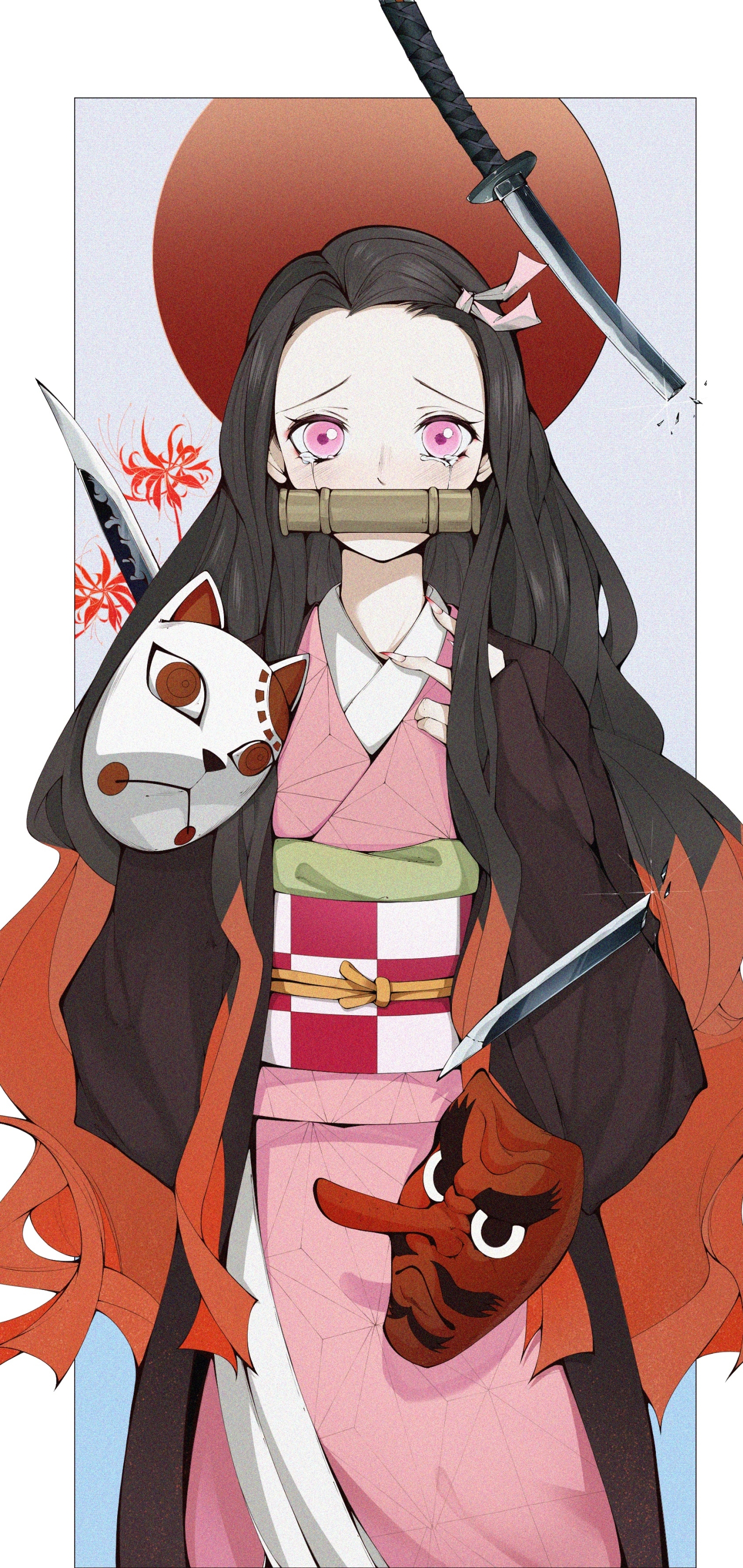 Handy-Wallpaper Animes, Nezuko Kamado, Demon Slayer kostenlos herunterladen.