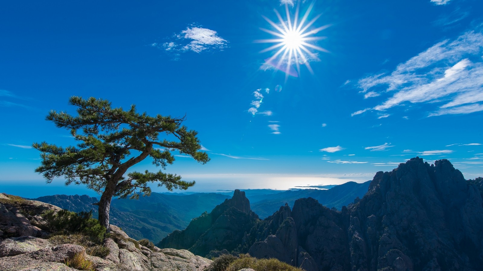 Free download wallpaper Landscape, Nature, Sun, Mountain, Tree, Earth, Sunshine on your PC desktop